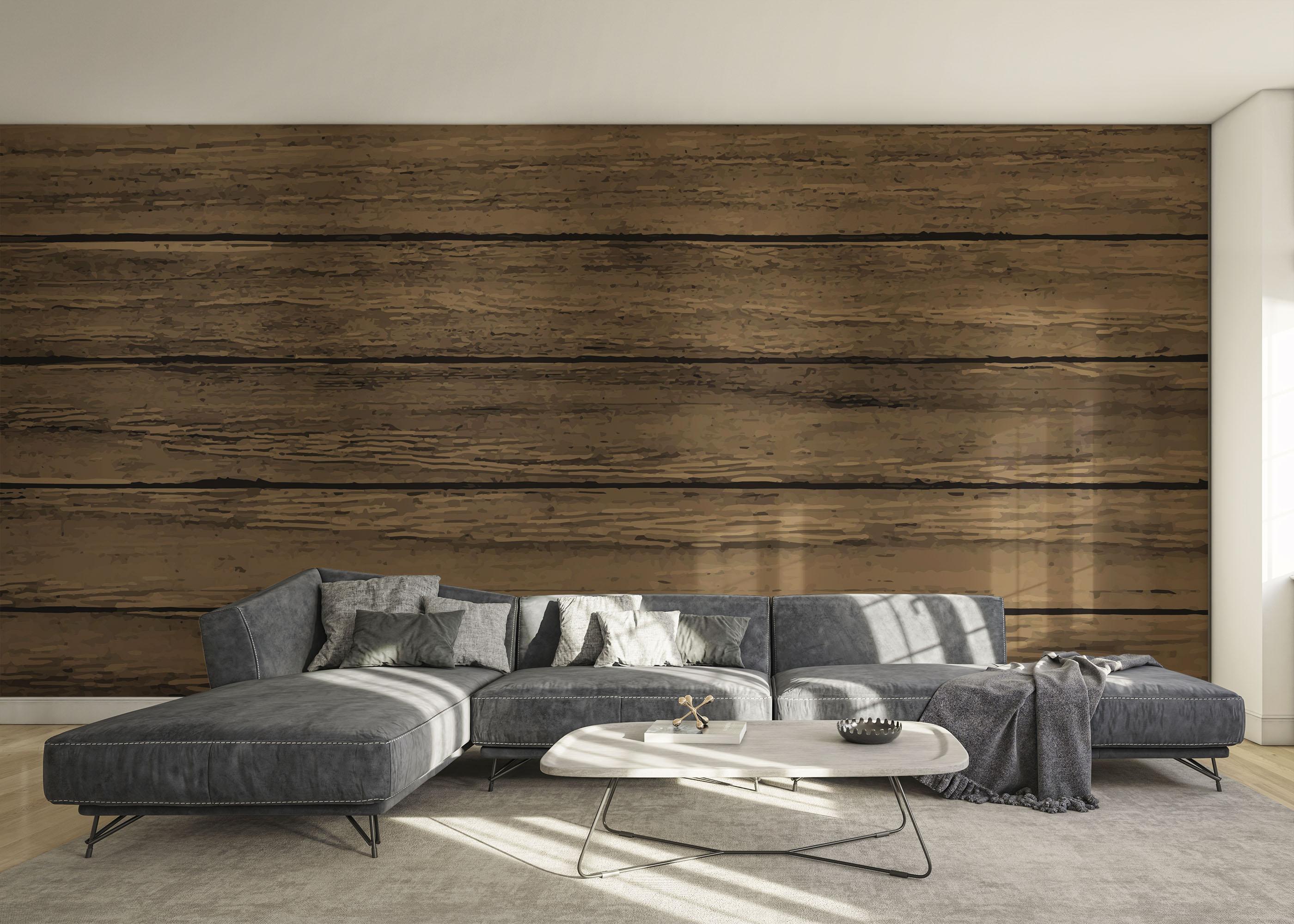 Fototapete Wooden Brown Wall mockup 0