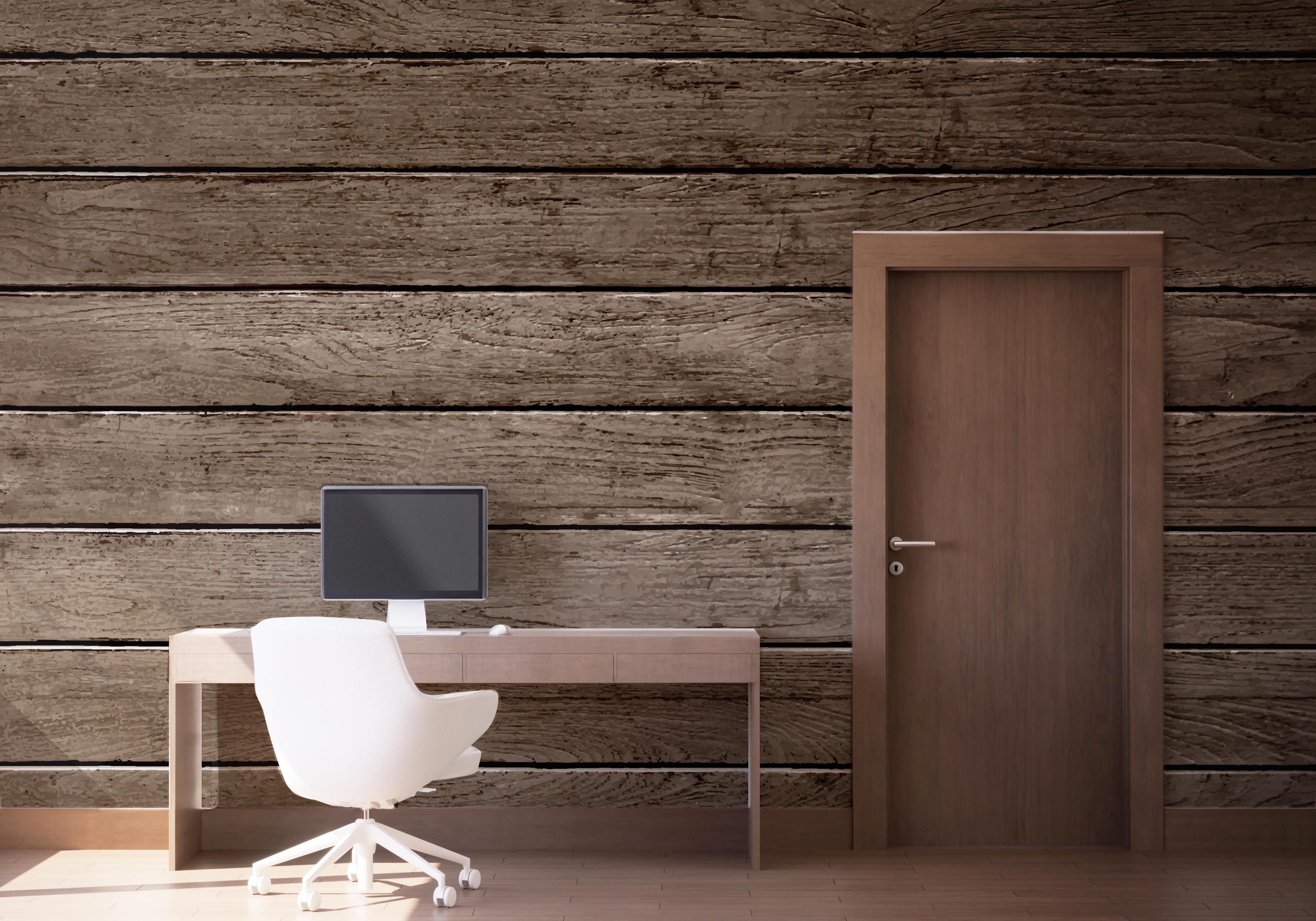 Fototapete Brown Wooden Wall mockup 1