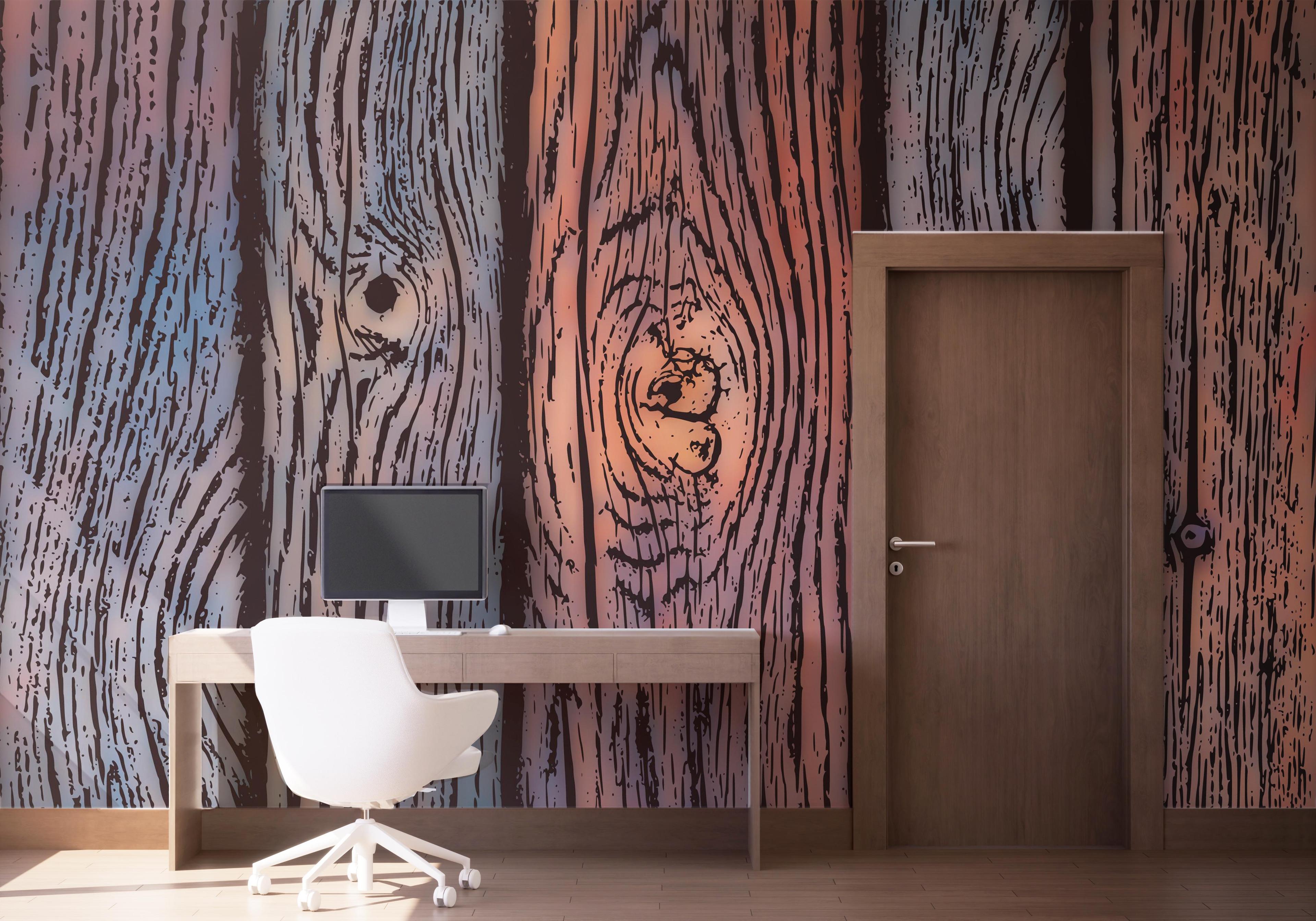 Fototapete Colorful Wood Wall mockup 1