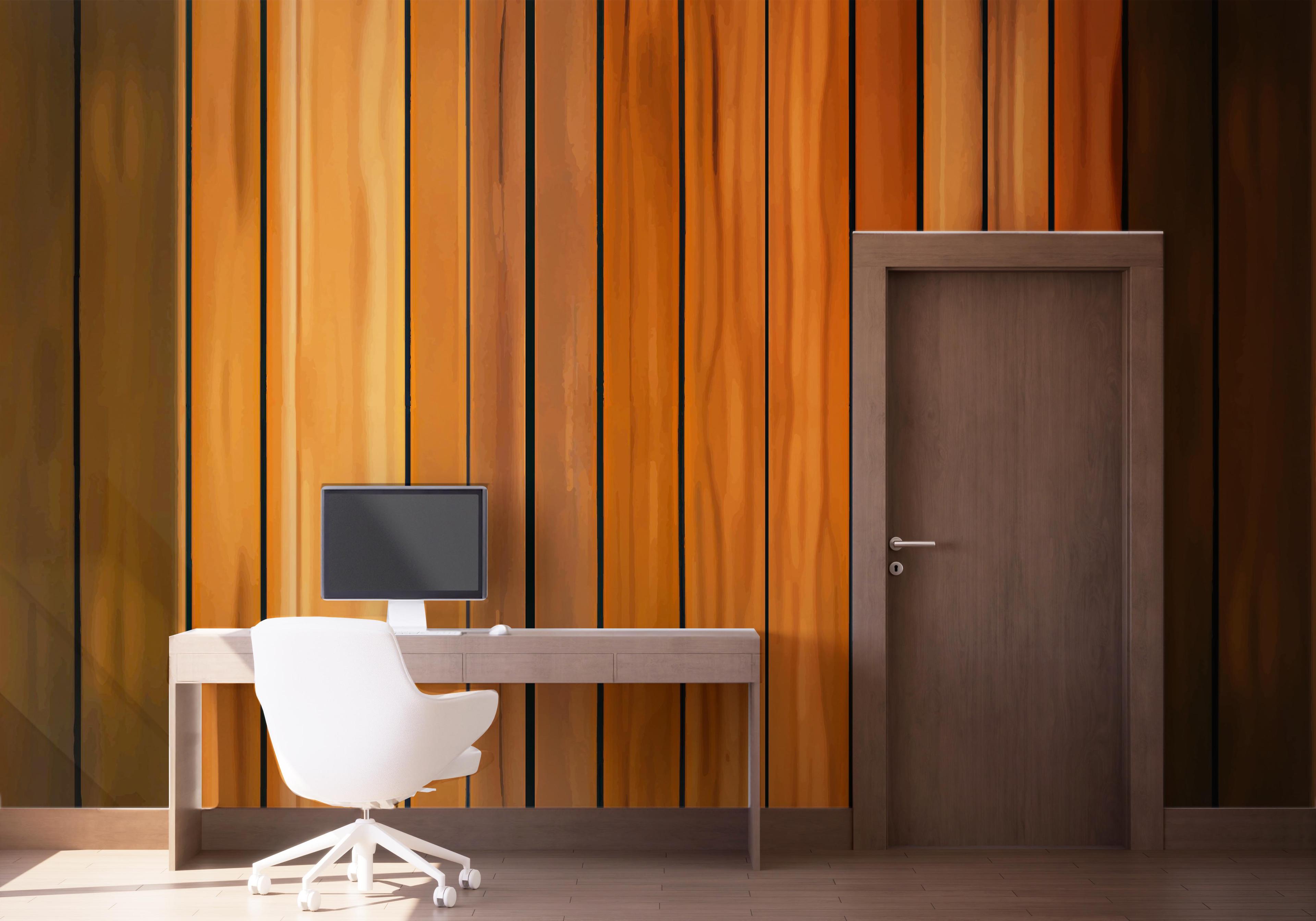 Fototapete Orange Brown Wood mockup 1