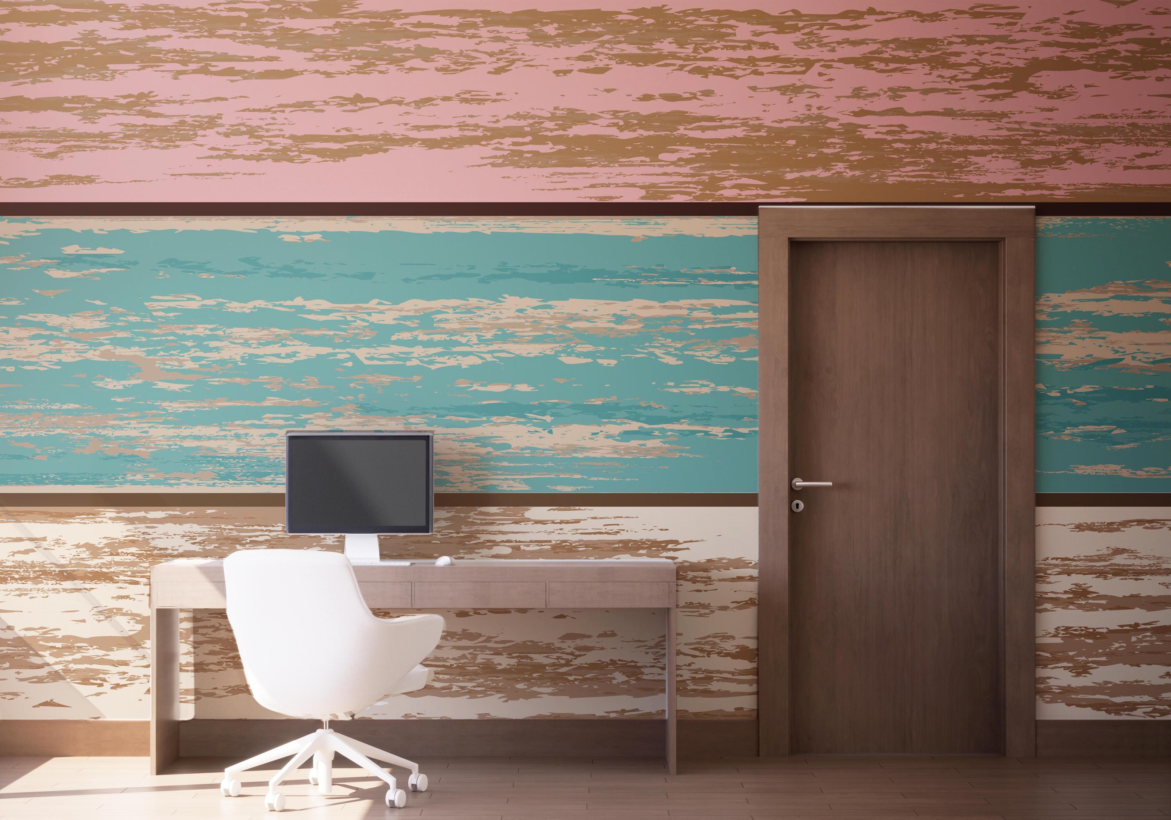 Fototapete Pink Blue Wood mockup 1