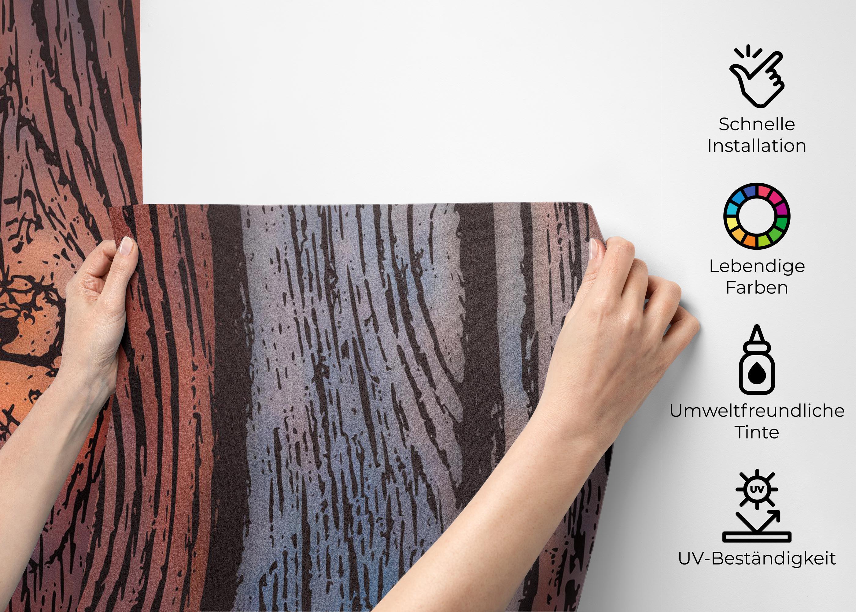 Fototapete Colorful Wood Wall mockup 2