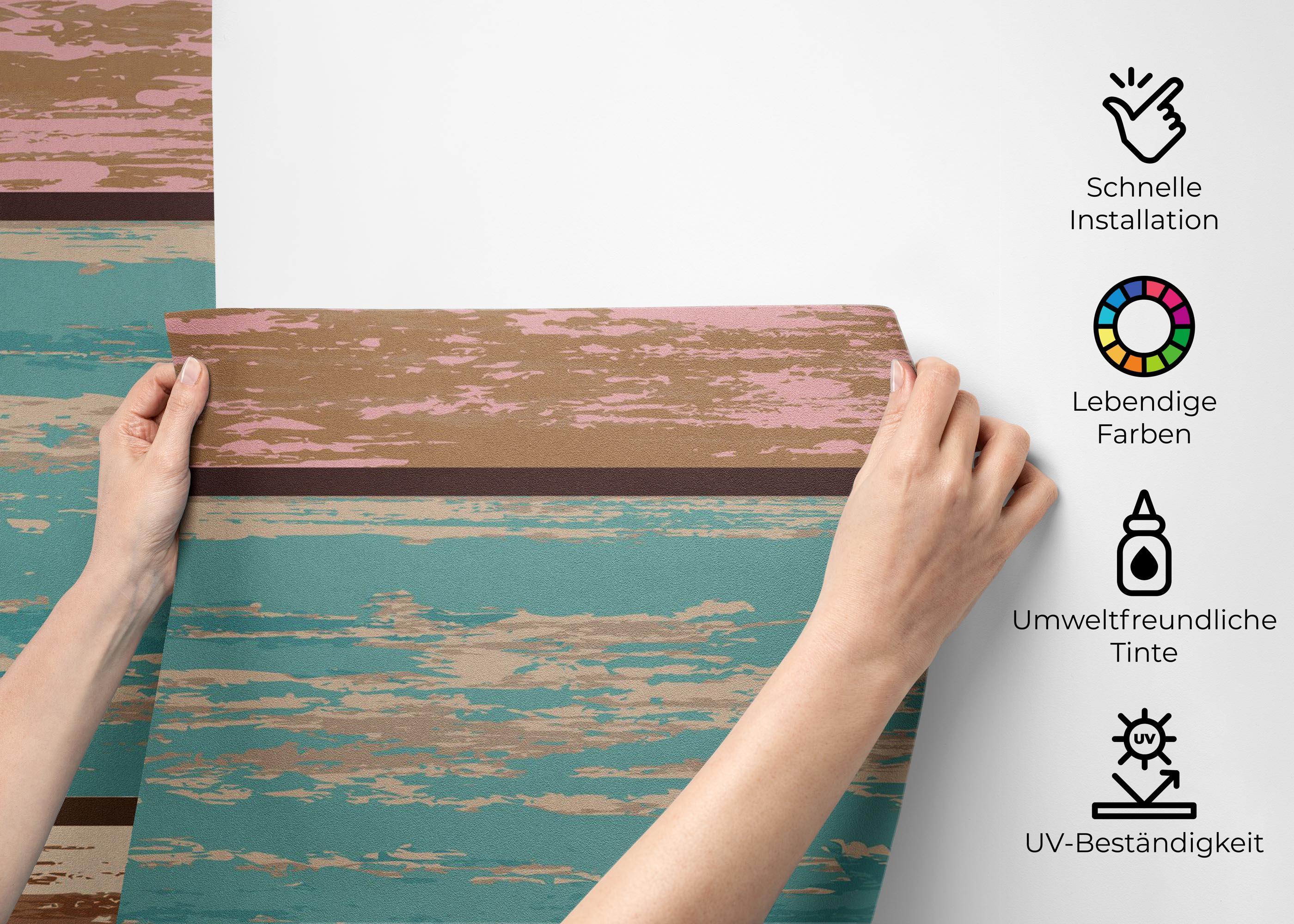 Fototapete Pink Blue Wood mockup 2