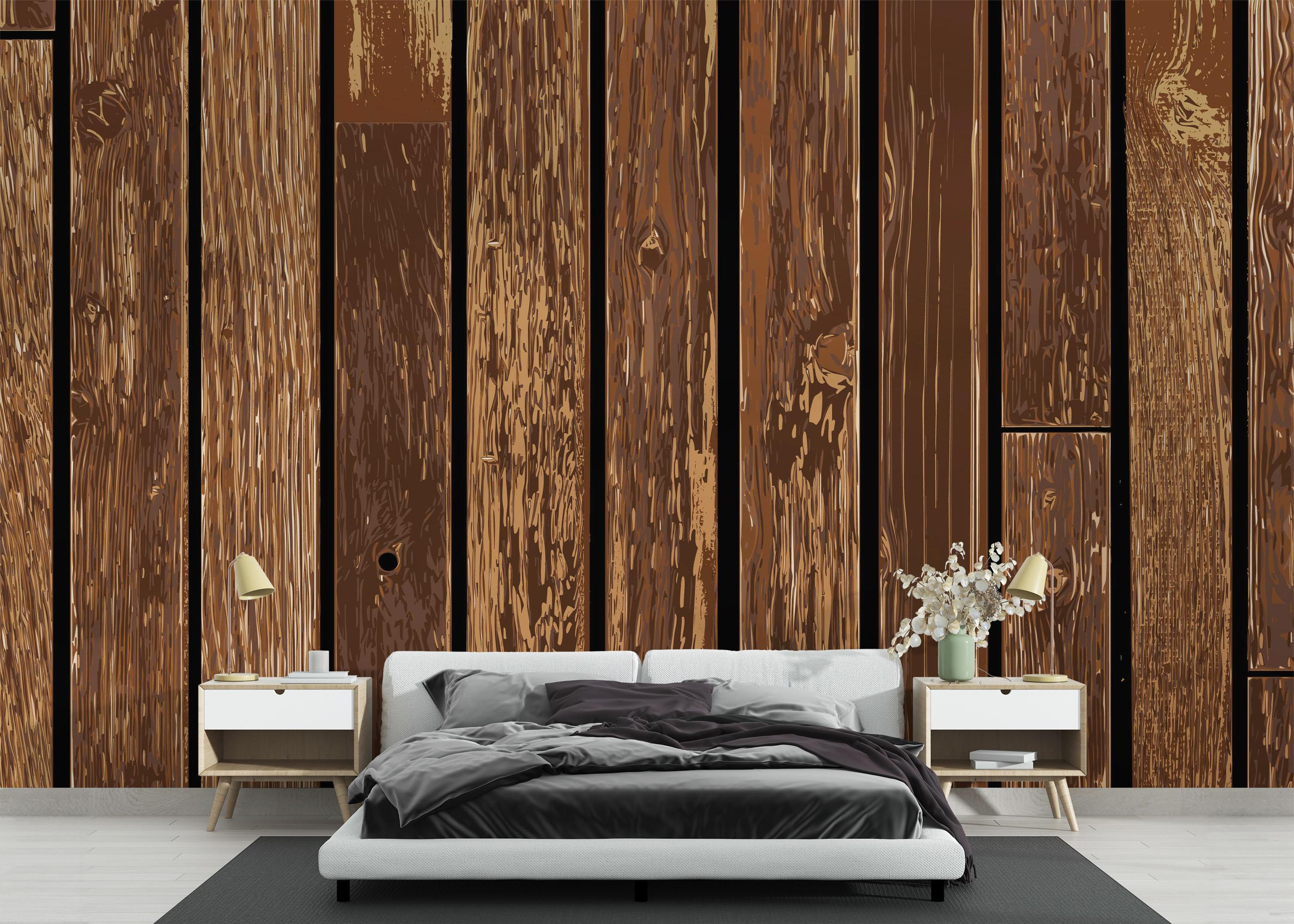 Fototapete Black Brown Wood mockup 3