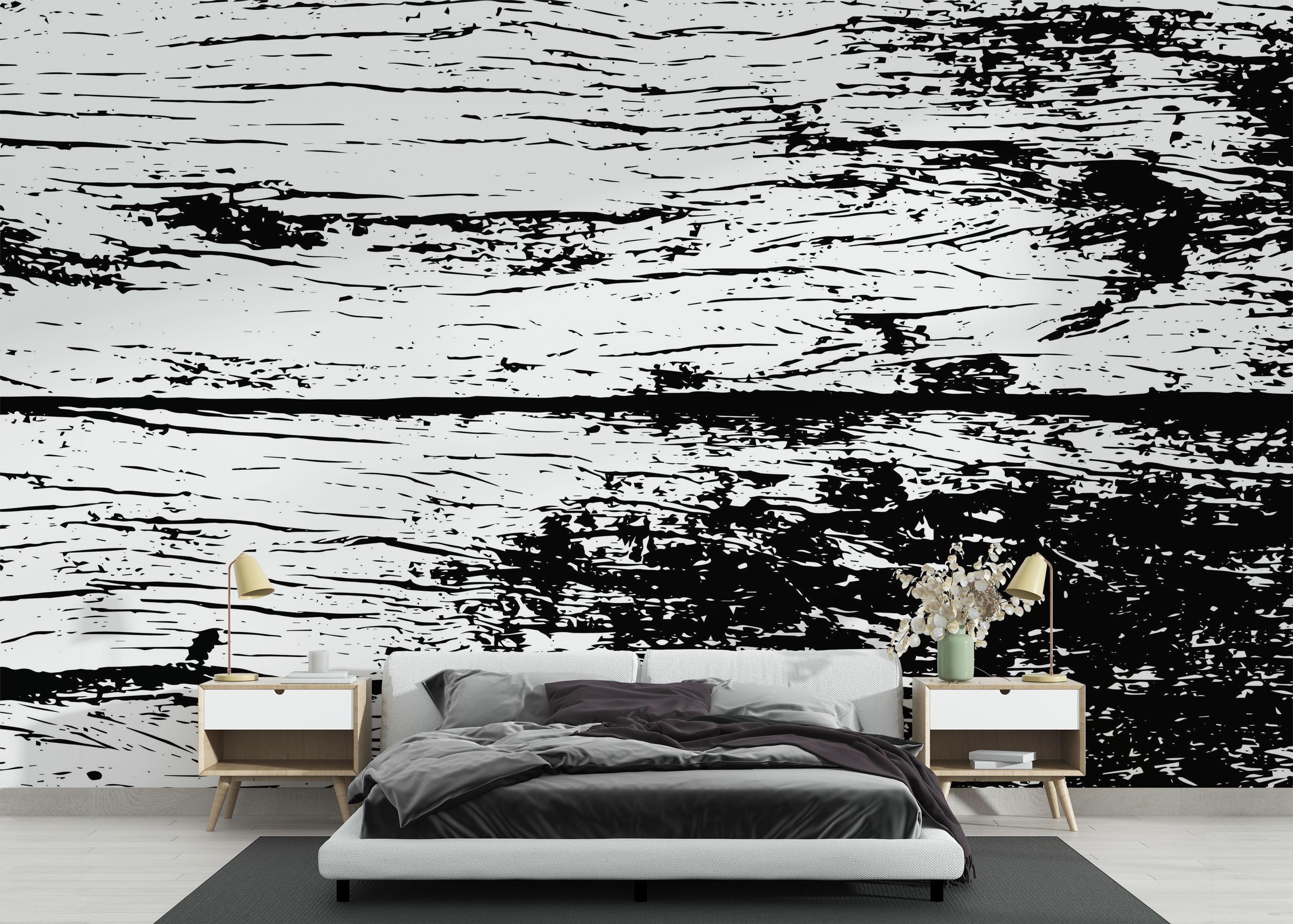 Fototapete Black White Wood mockup 3