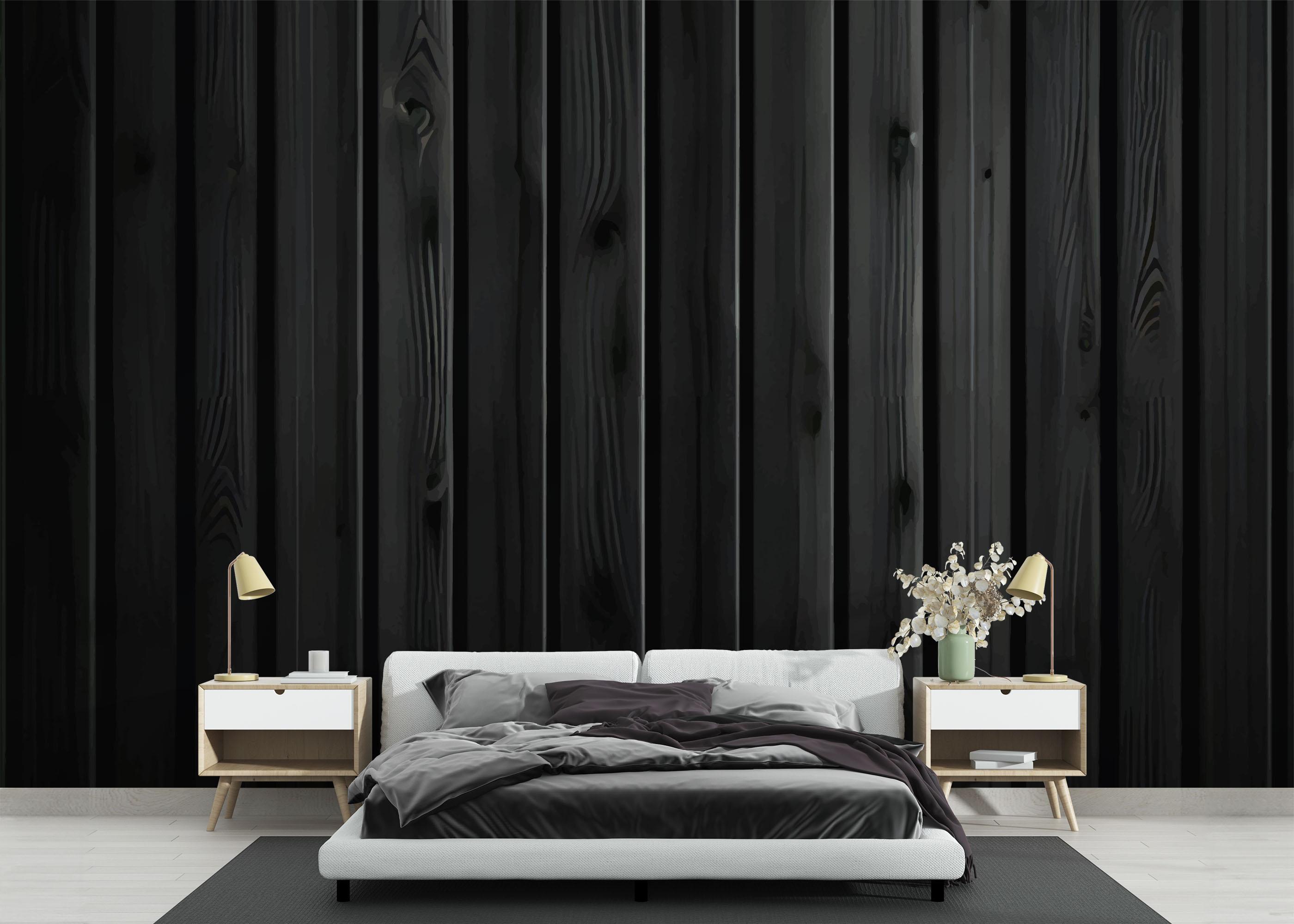 Fototapete Black Wood Wall mockup 3