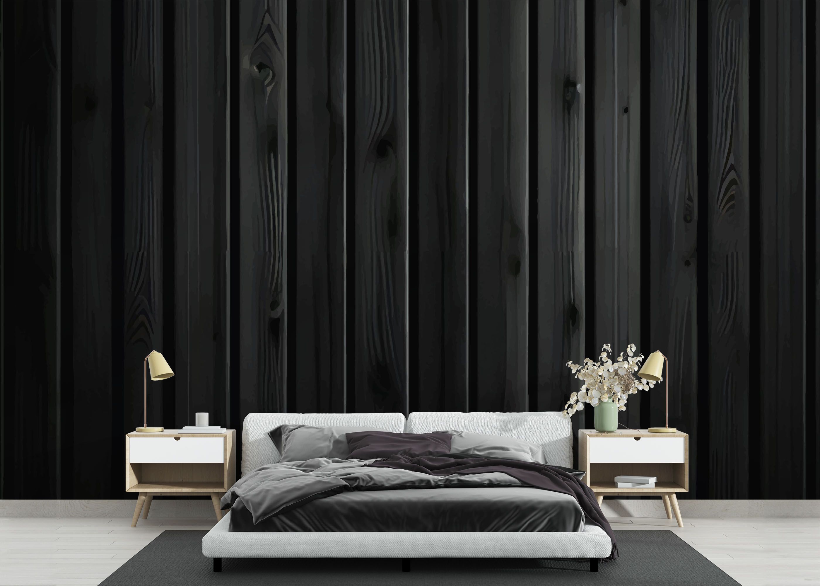 Black Wood Wall mockup 3