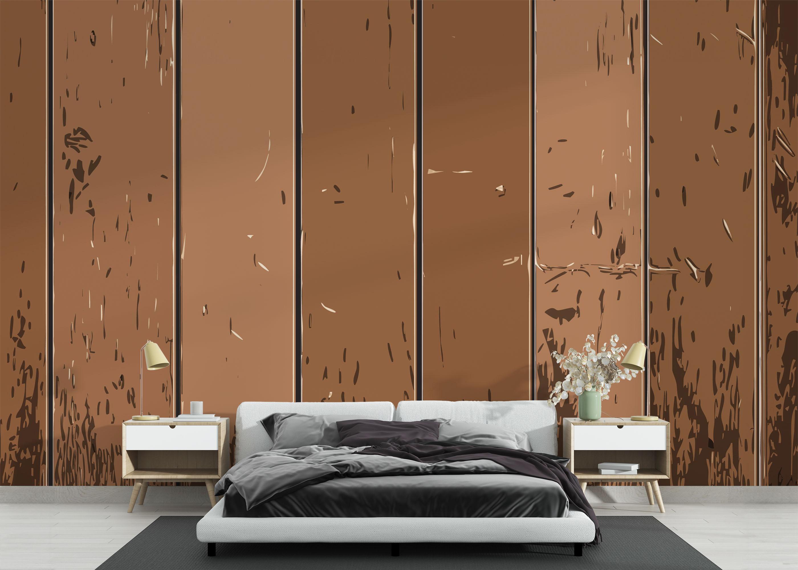 Fototapete Brown Shades Wood mockup 3
