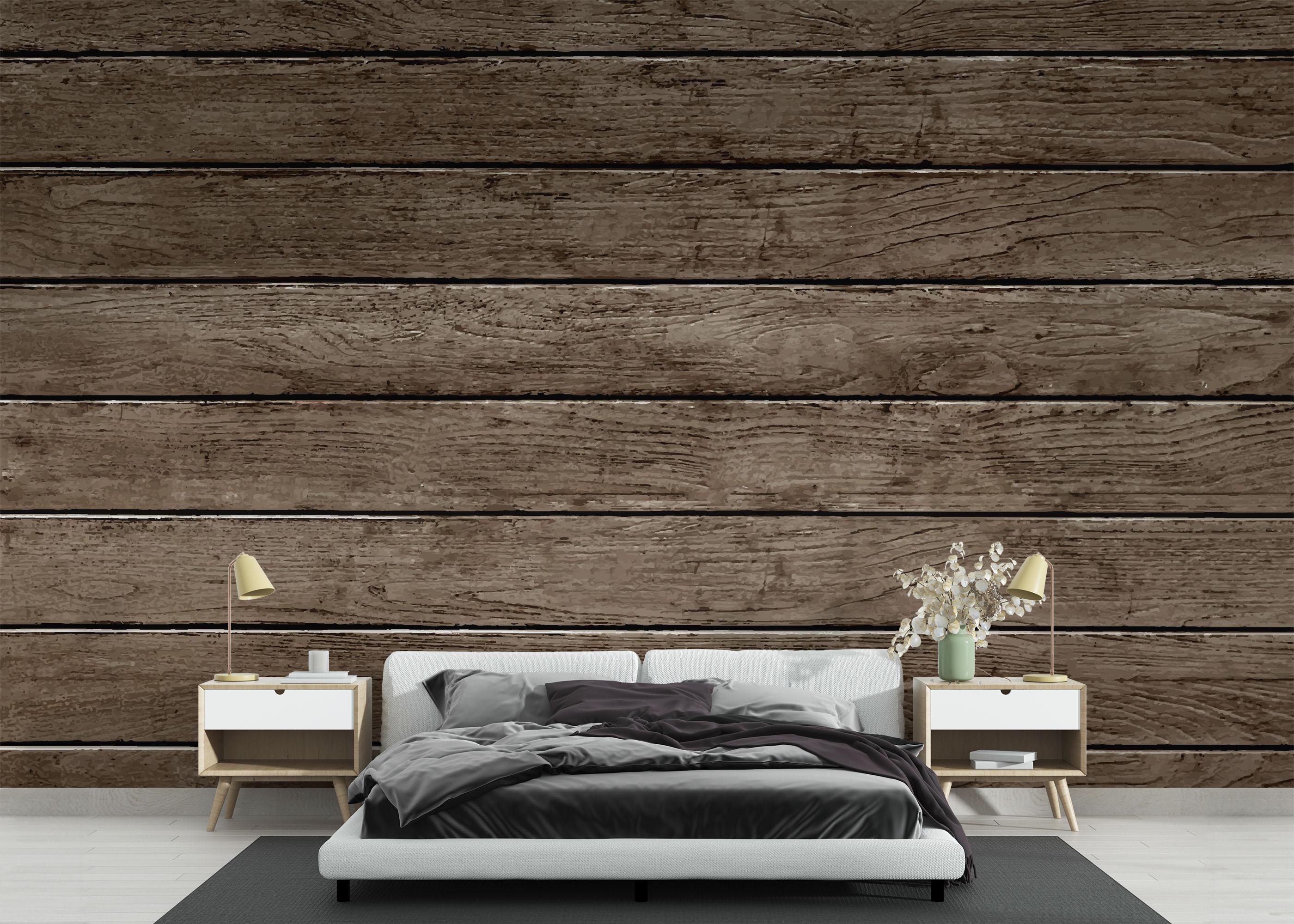 Fototapete Brown Wooden Wall mockup 3