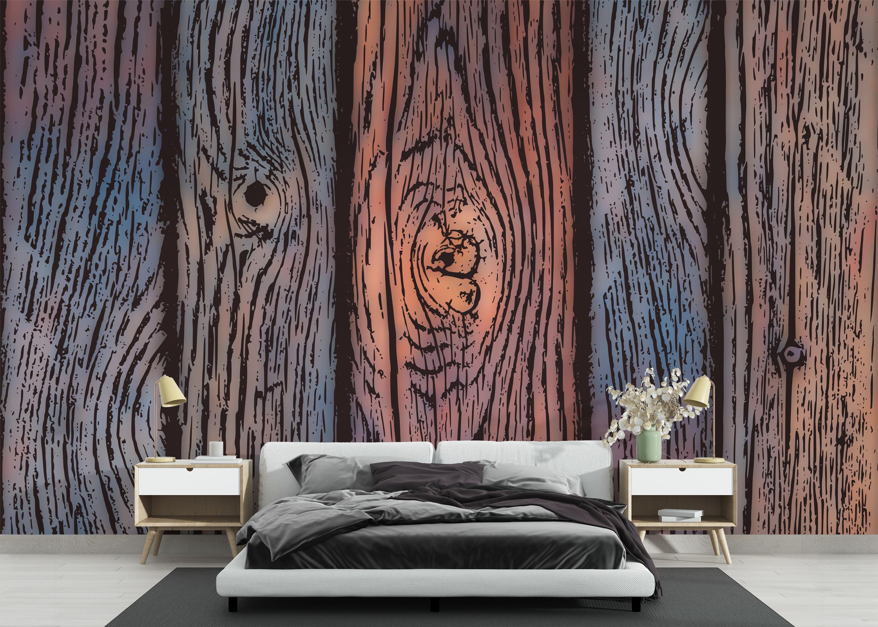 Fototapete Colorful Wood Wall mockup 3
