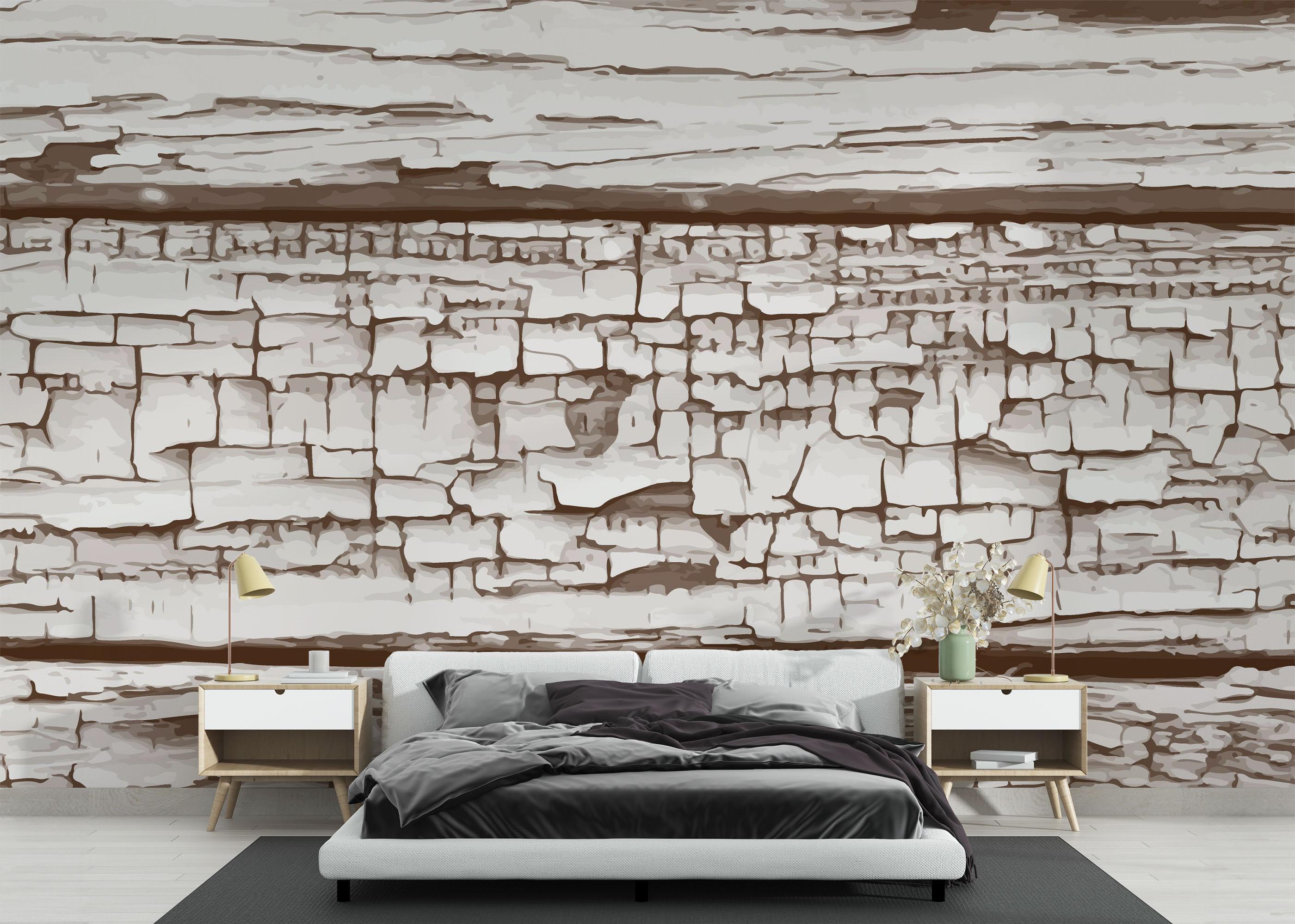 Fototapete Cracked Wood Paint mockup 3