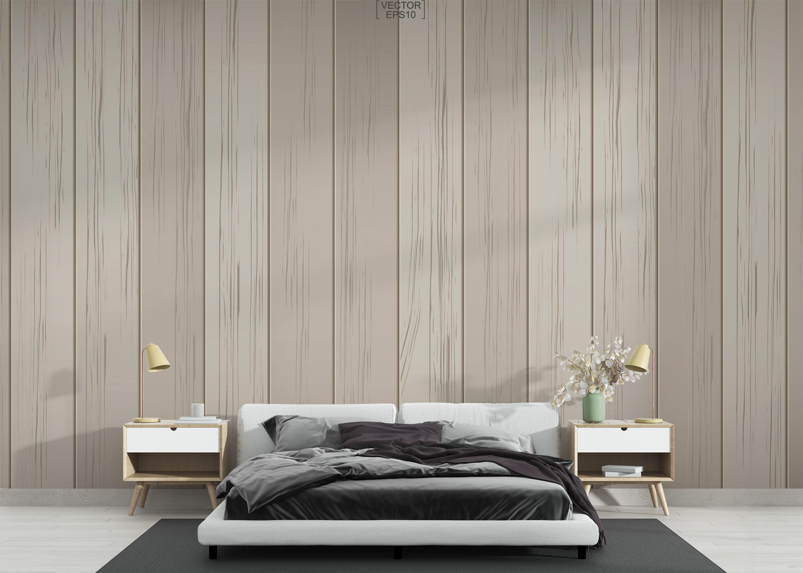 Fototapete Cream Wood Wall mockup 3