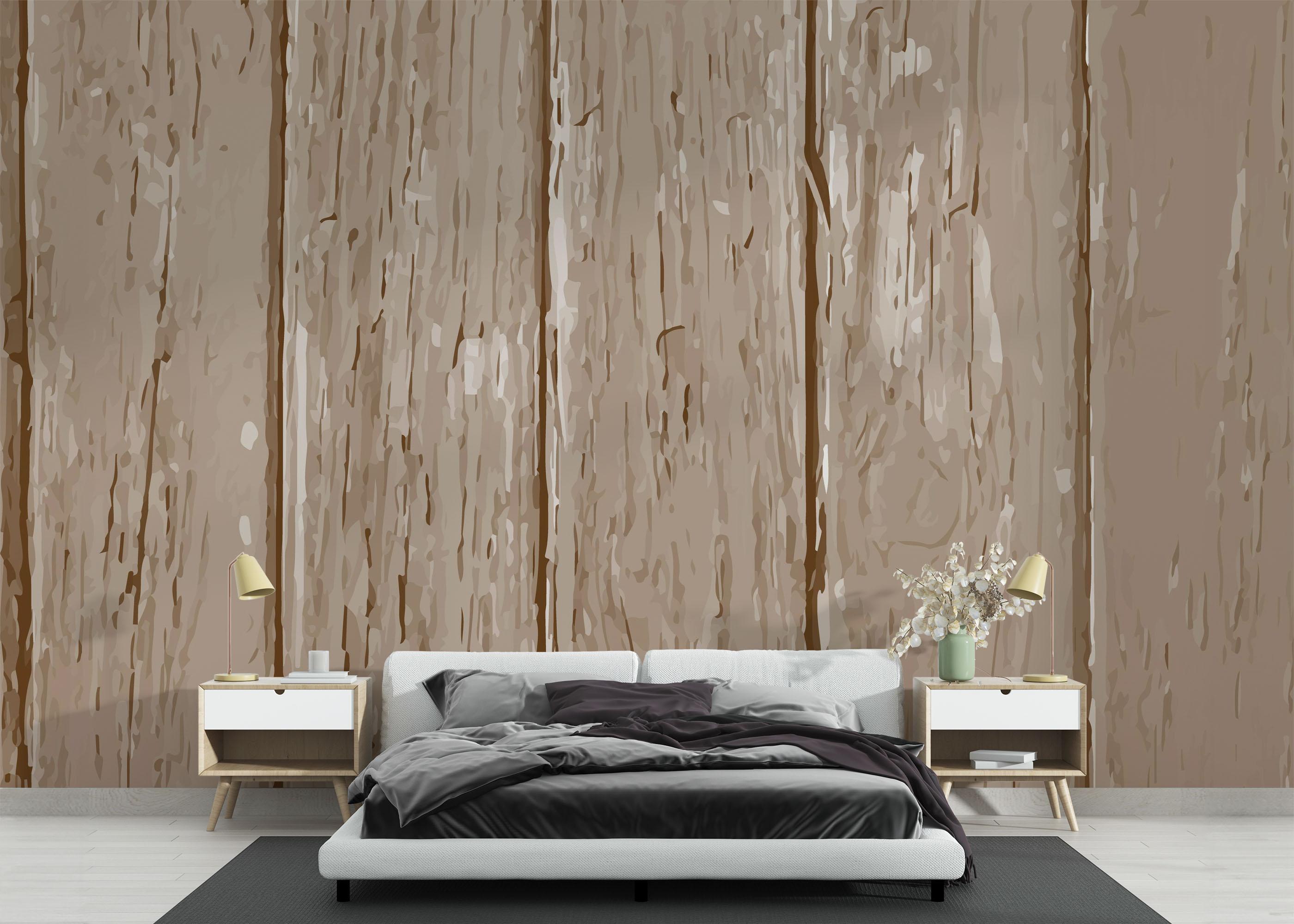 Fototapete Cream Wooden Wall mockup 3