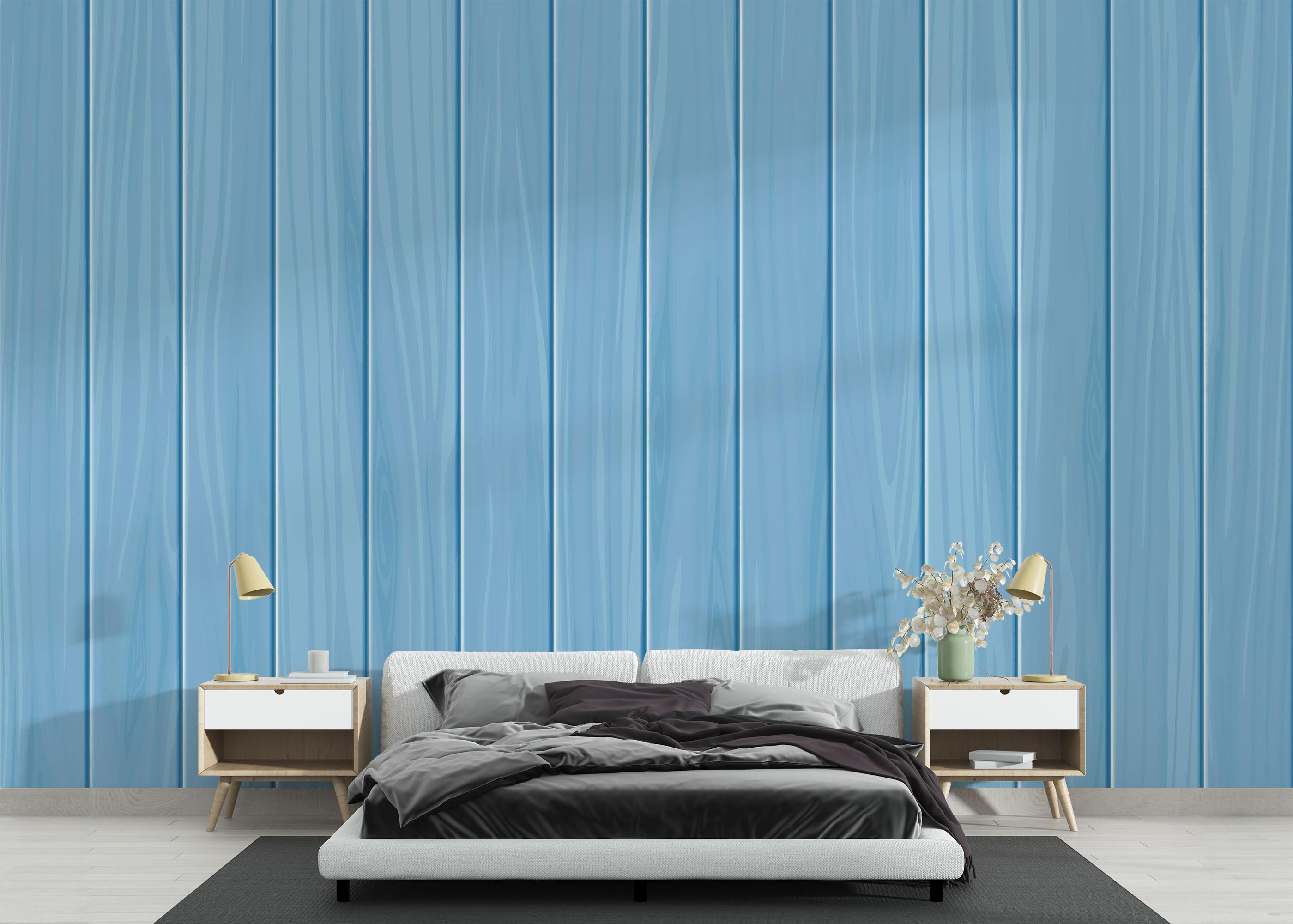 Fototapete Light Blue Wood mockup 3