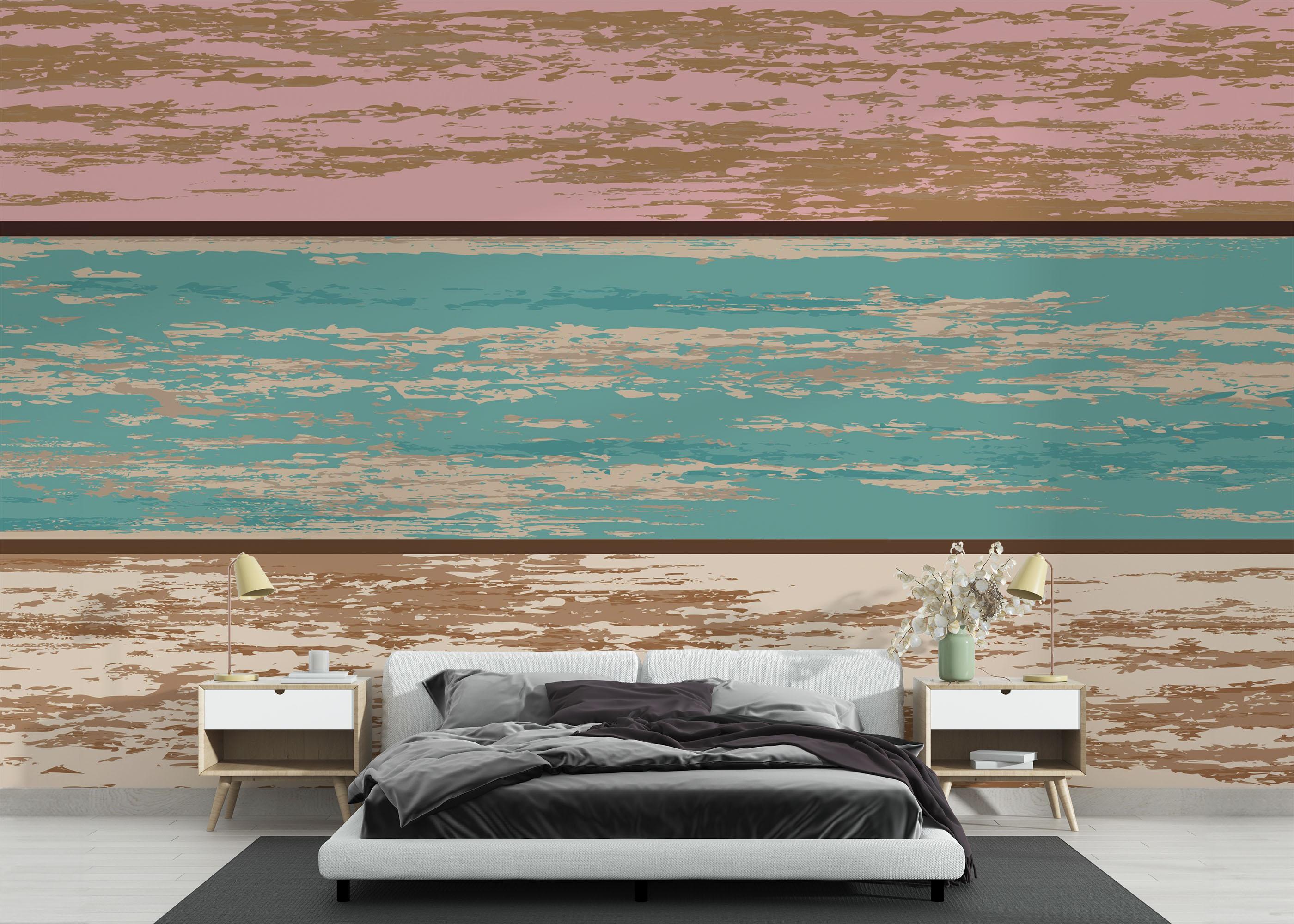 Fototapete Pink Blue Wood mockup 3