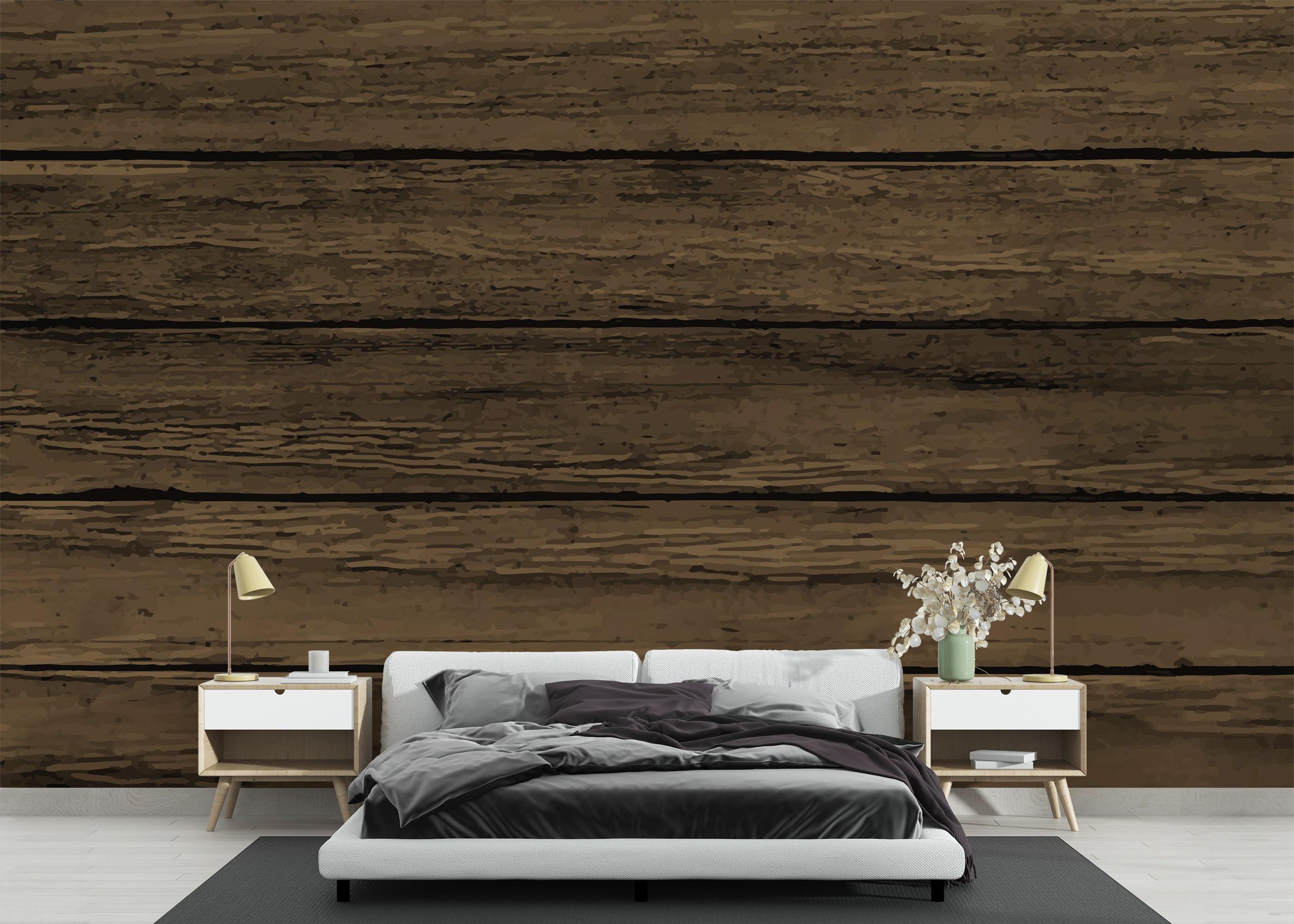 Fototapete Wooden Brown Wall mockup 3