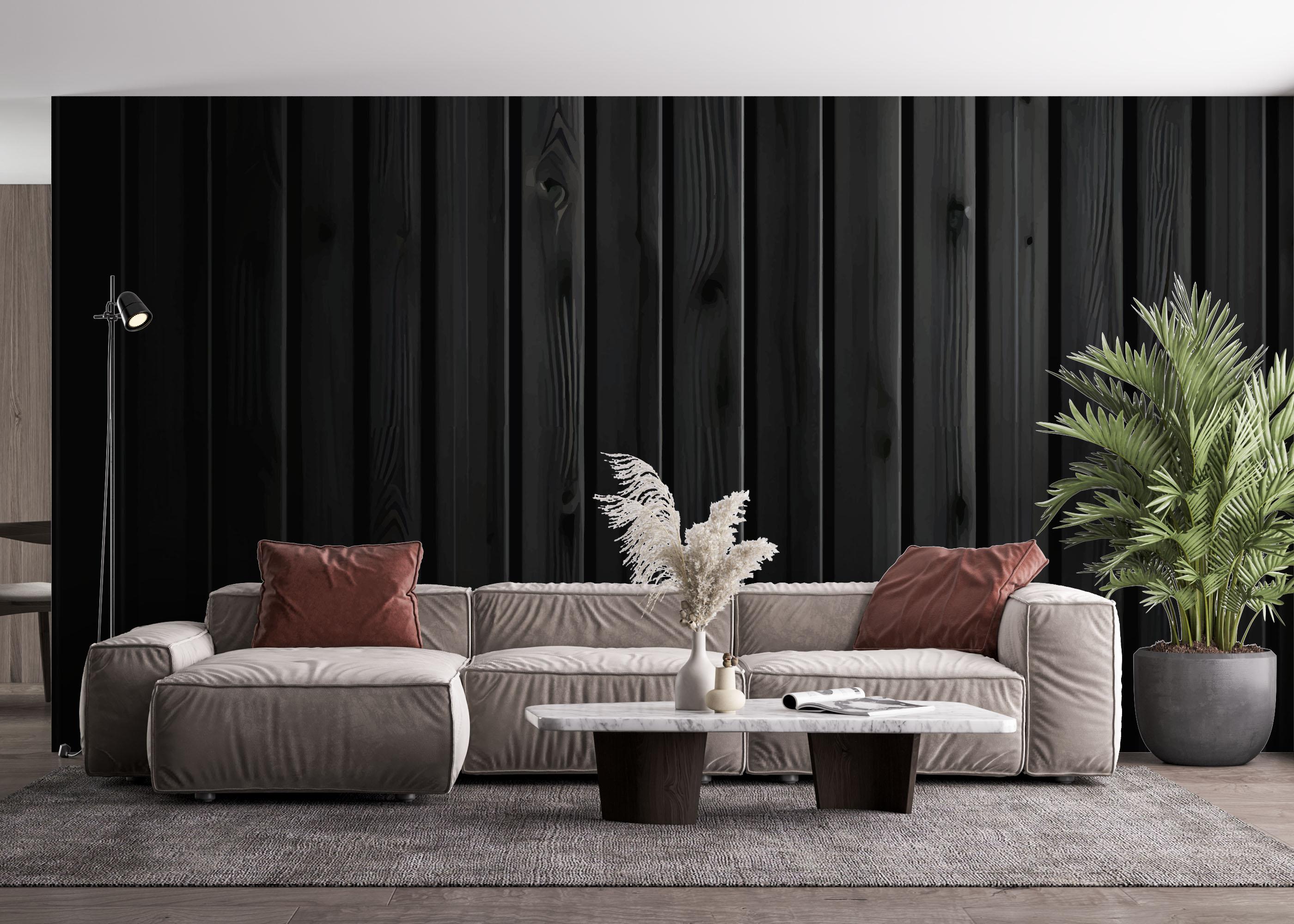Fototapete Black Wood Wall mockup 4