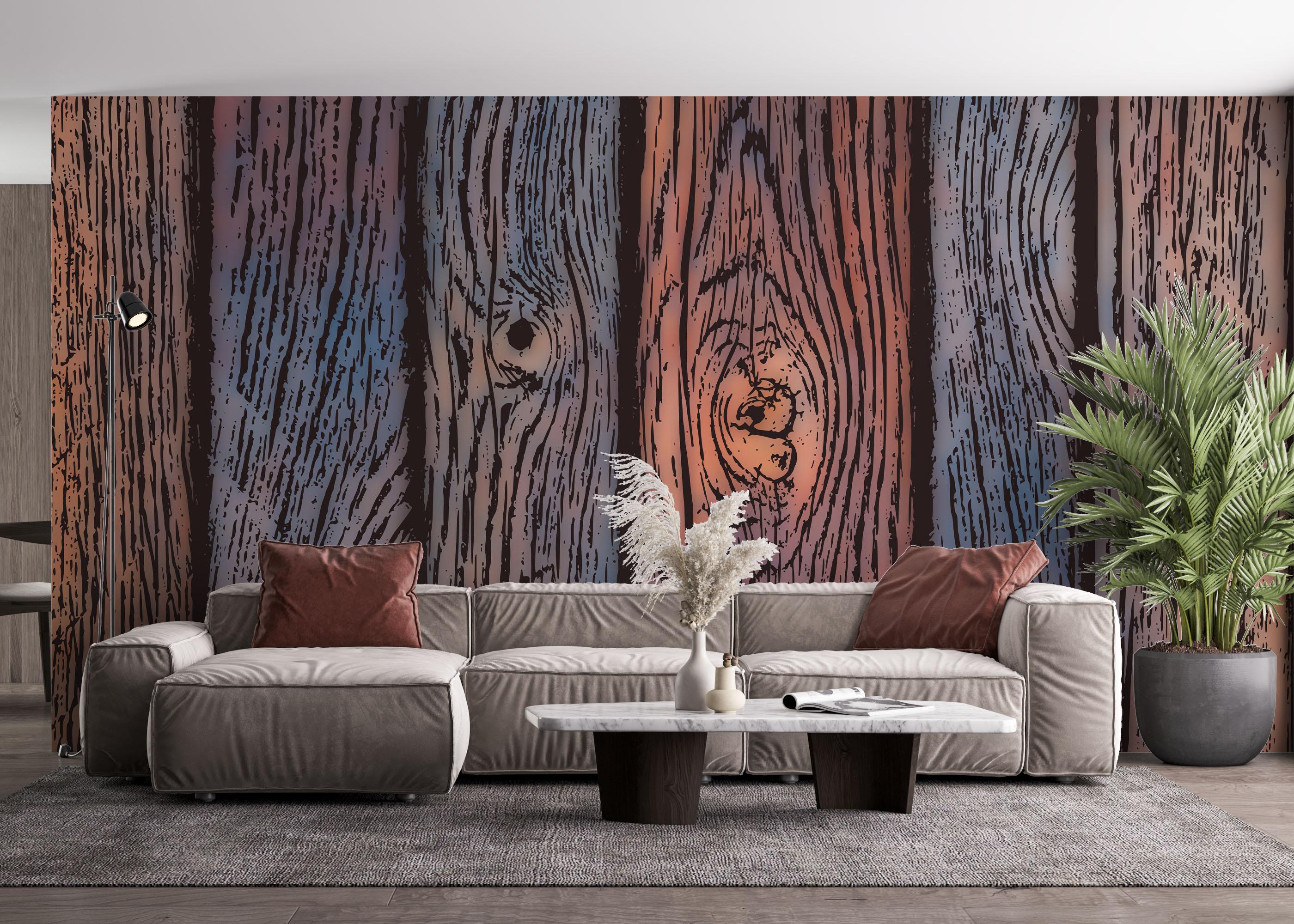 Fototapete Colorful Wood Wall mockup 4