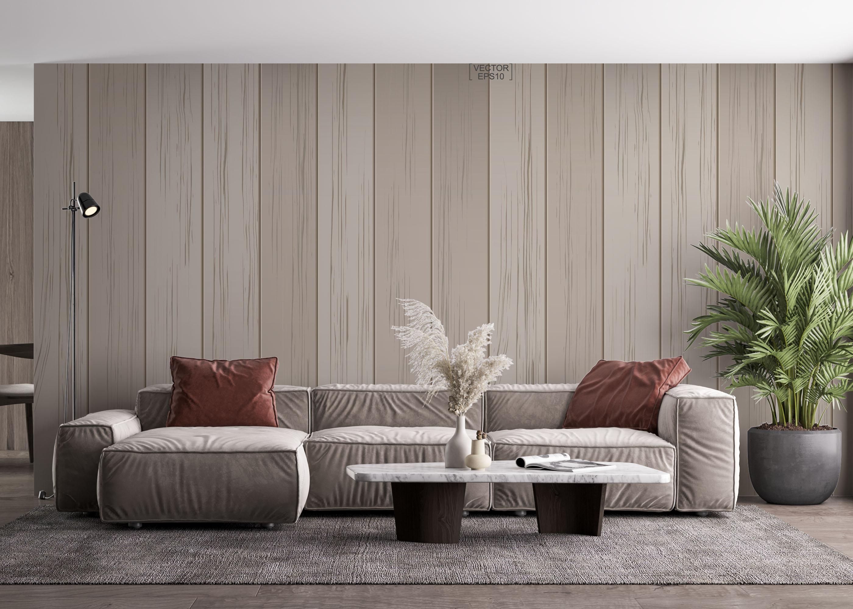 Fototapete Cream Wood Wall mockup 4
