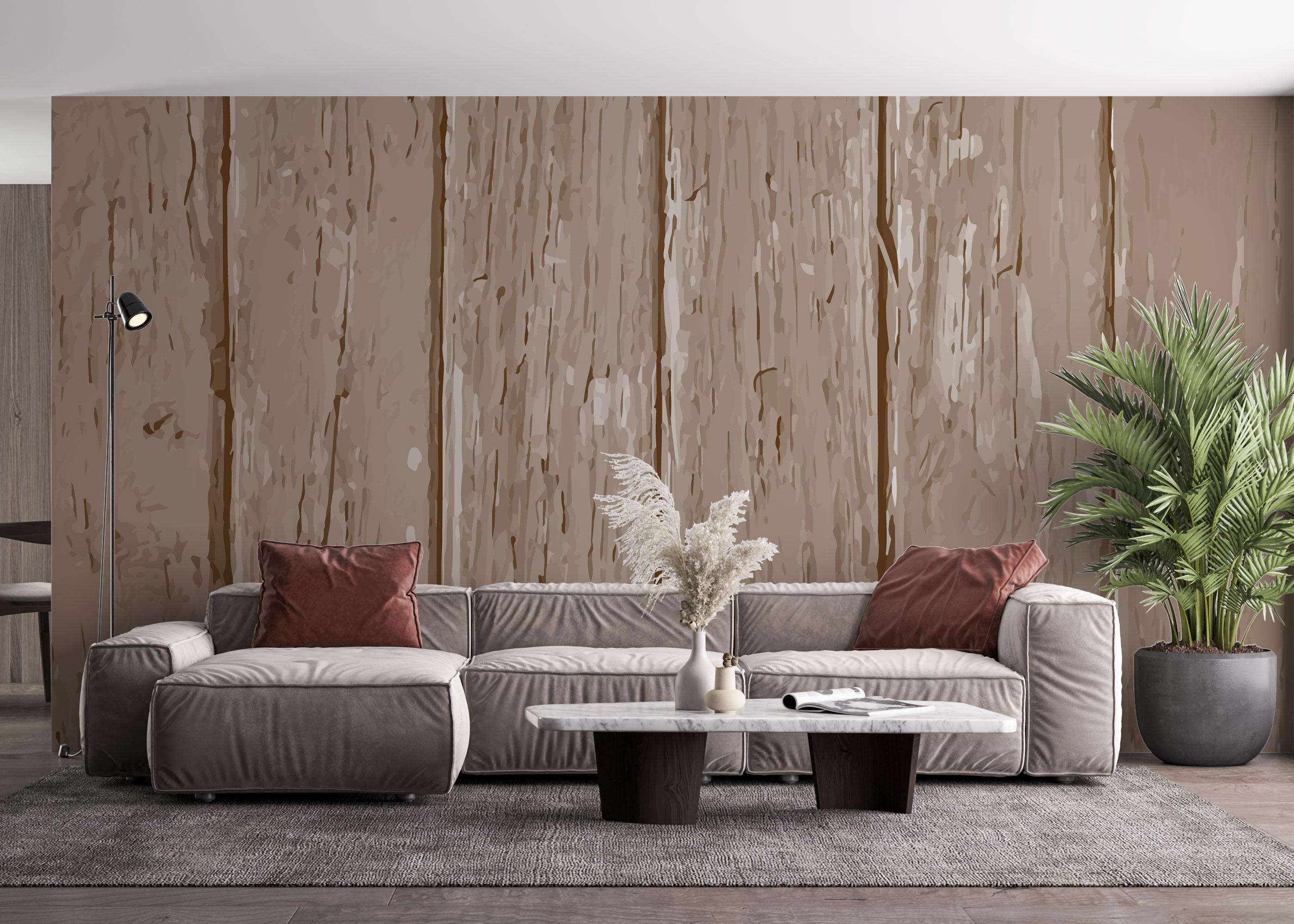 Fototapete Cream Wooden Wall mockup 4