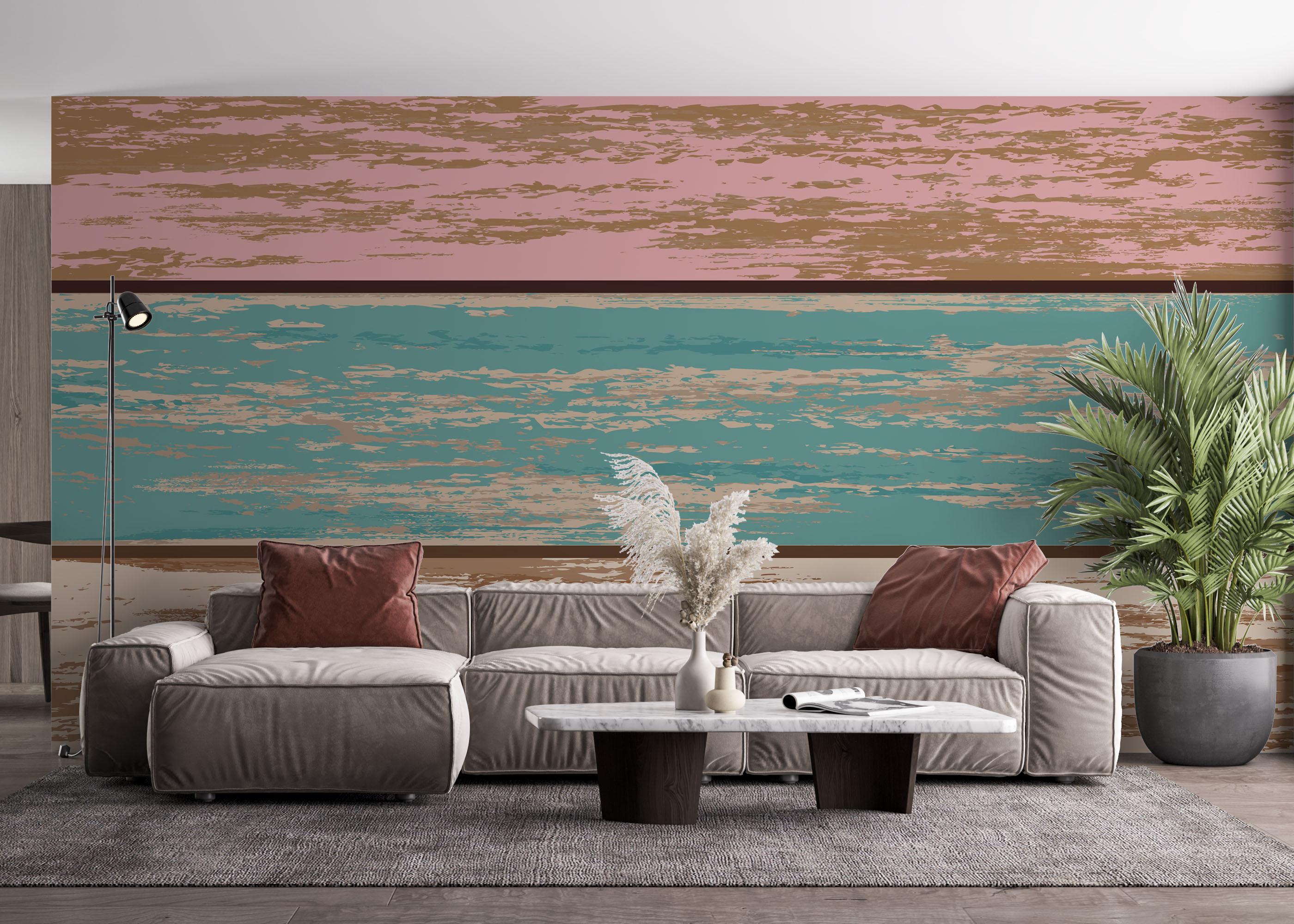 Fototapete Pink Blue Wood mockup 4