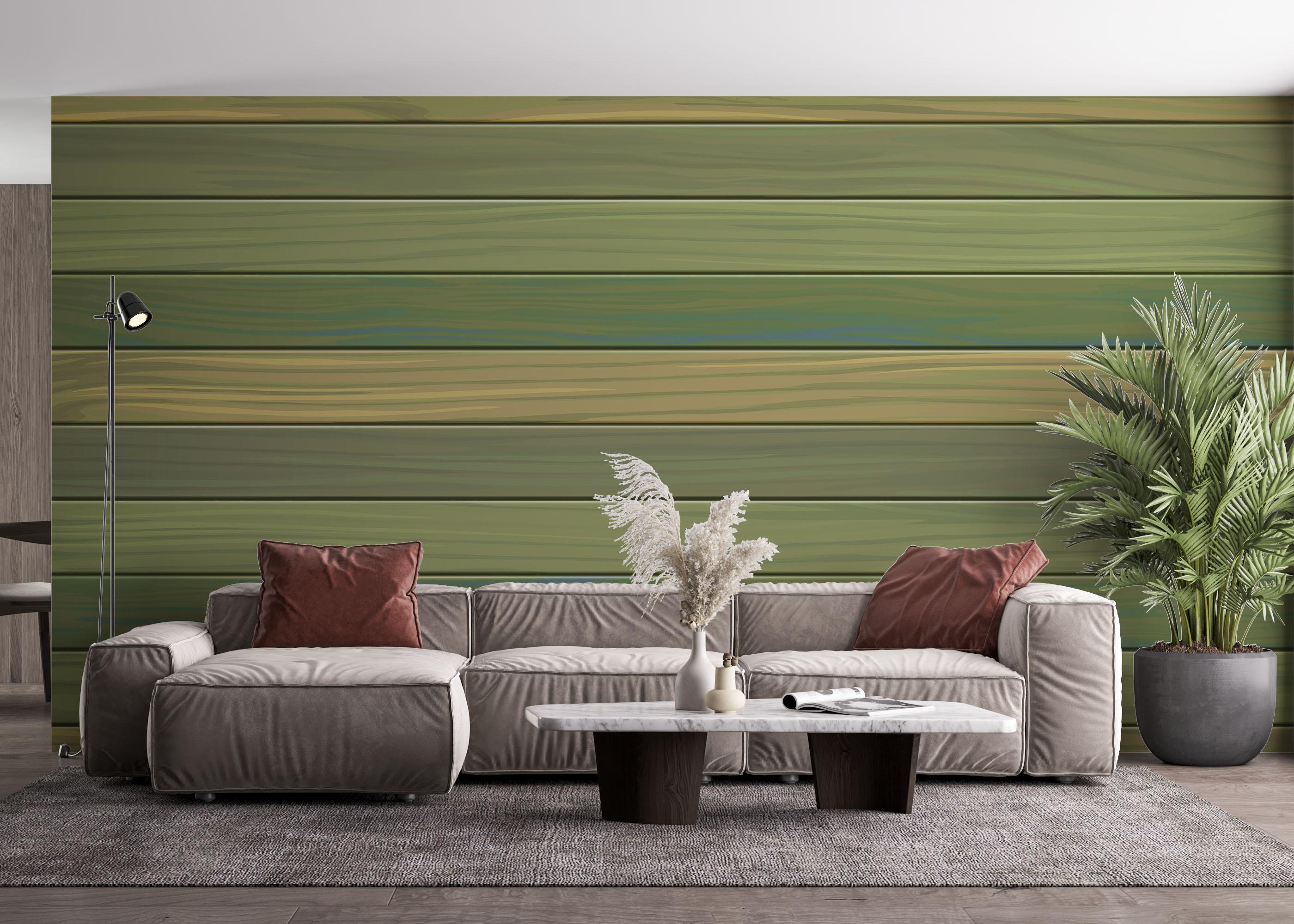 Fototapete Wood Pastel Green mockup 4