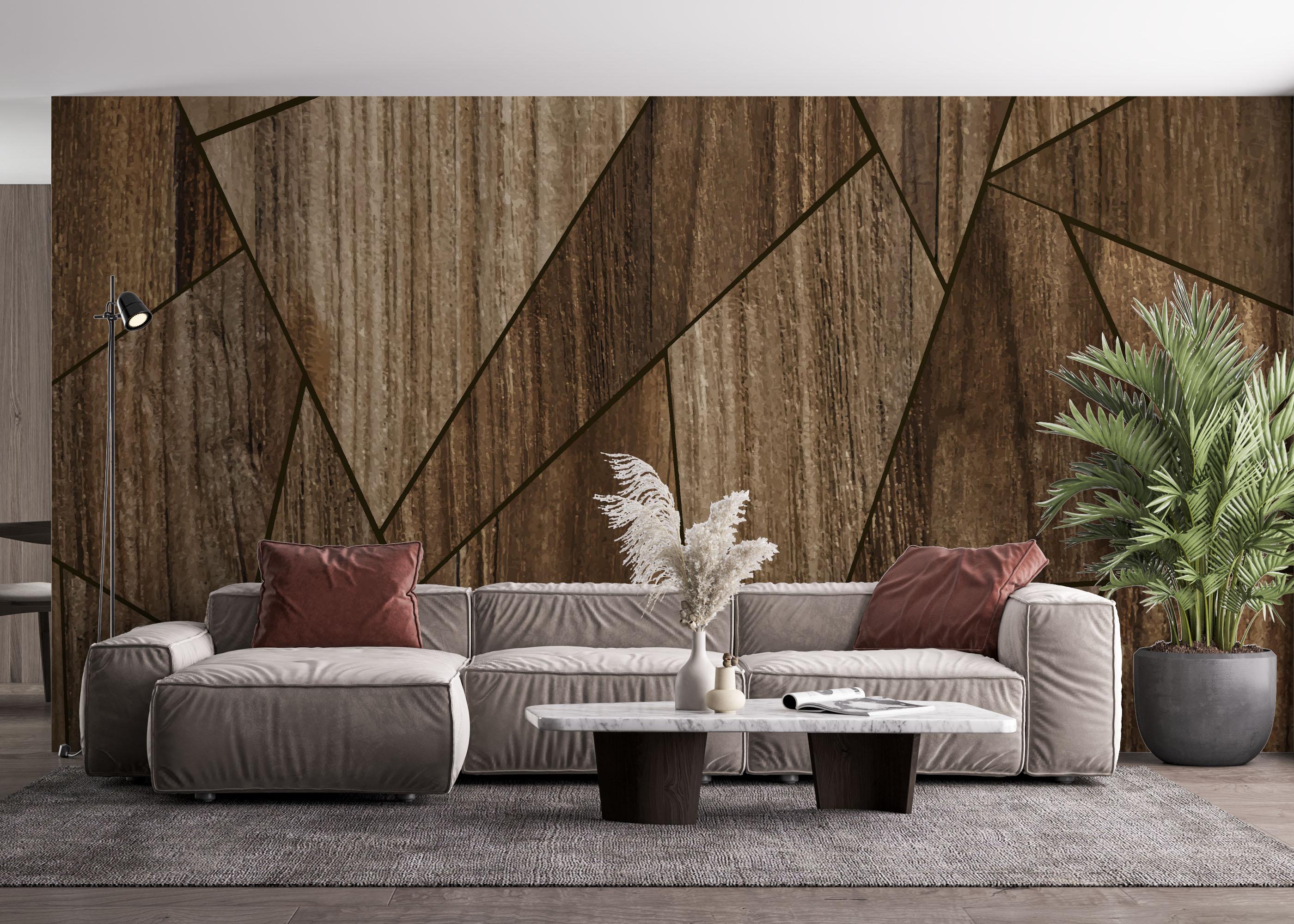 Fototapete Wood Triangle mockup 4