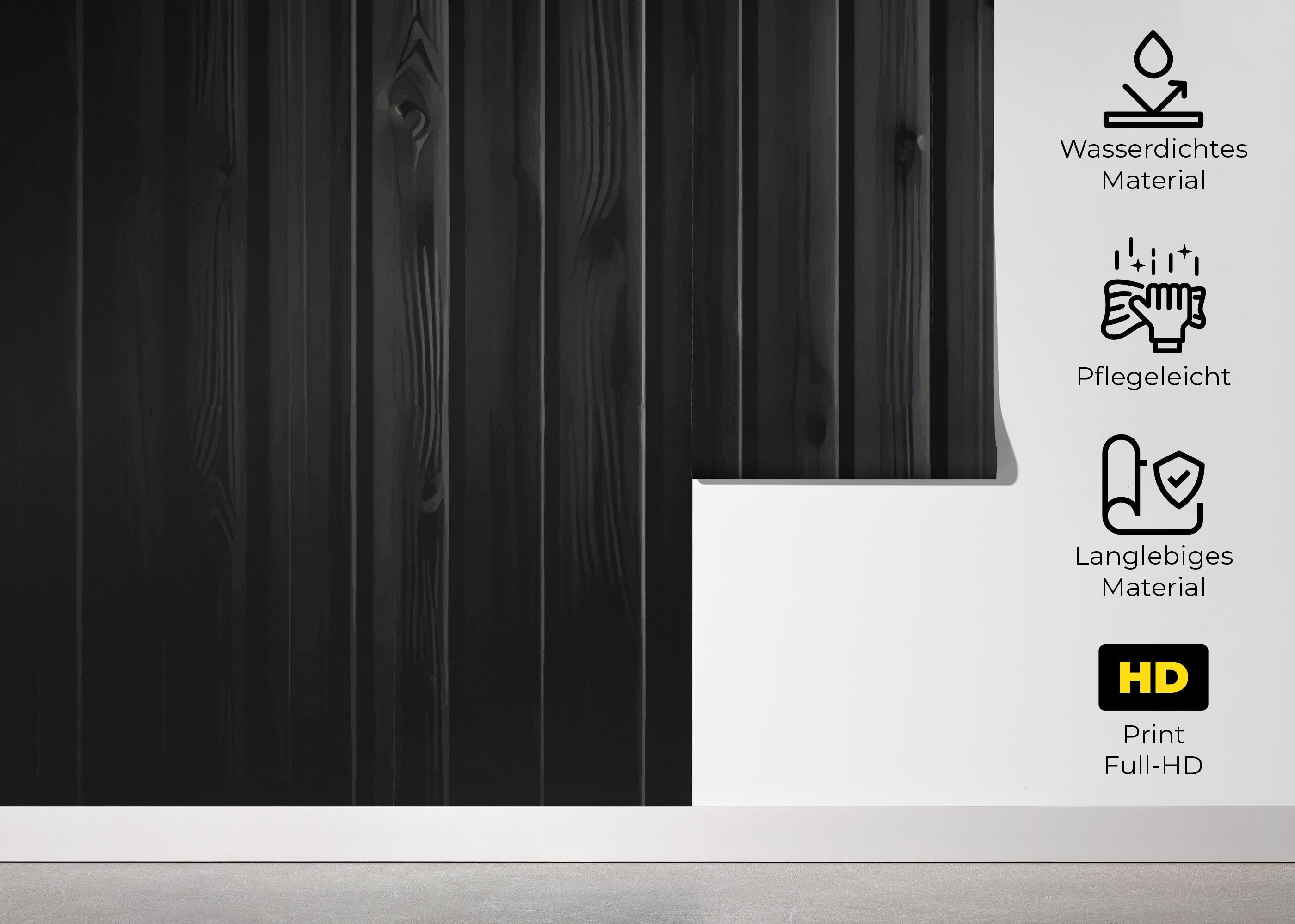 Fototapete Black Wood Wall mockup 5