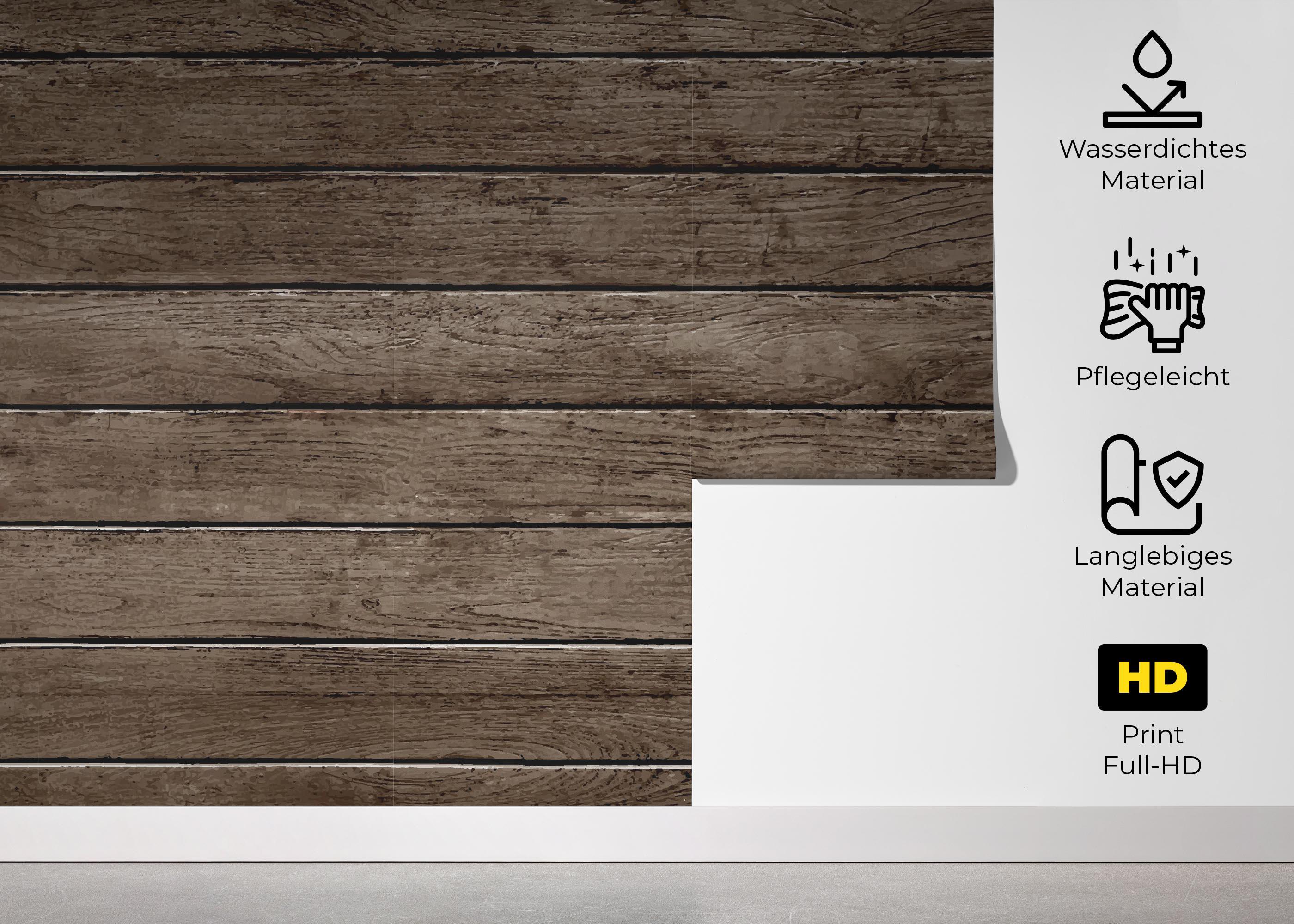 Fototapete Brown Wooden Wall mockup 5