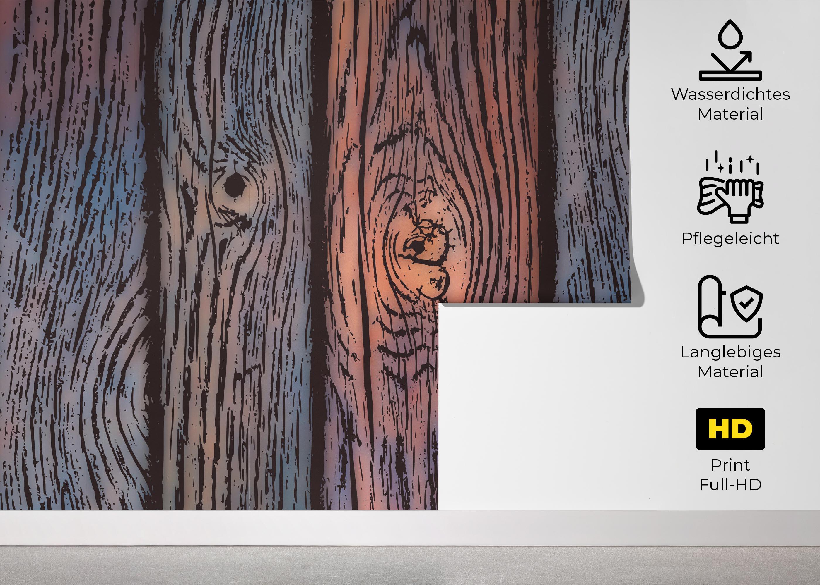 Fototapete Colorful Wood Wall mockup 5