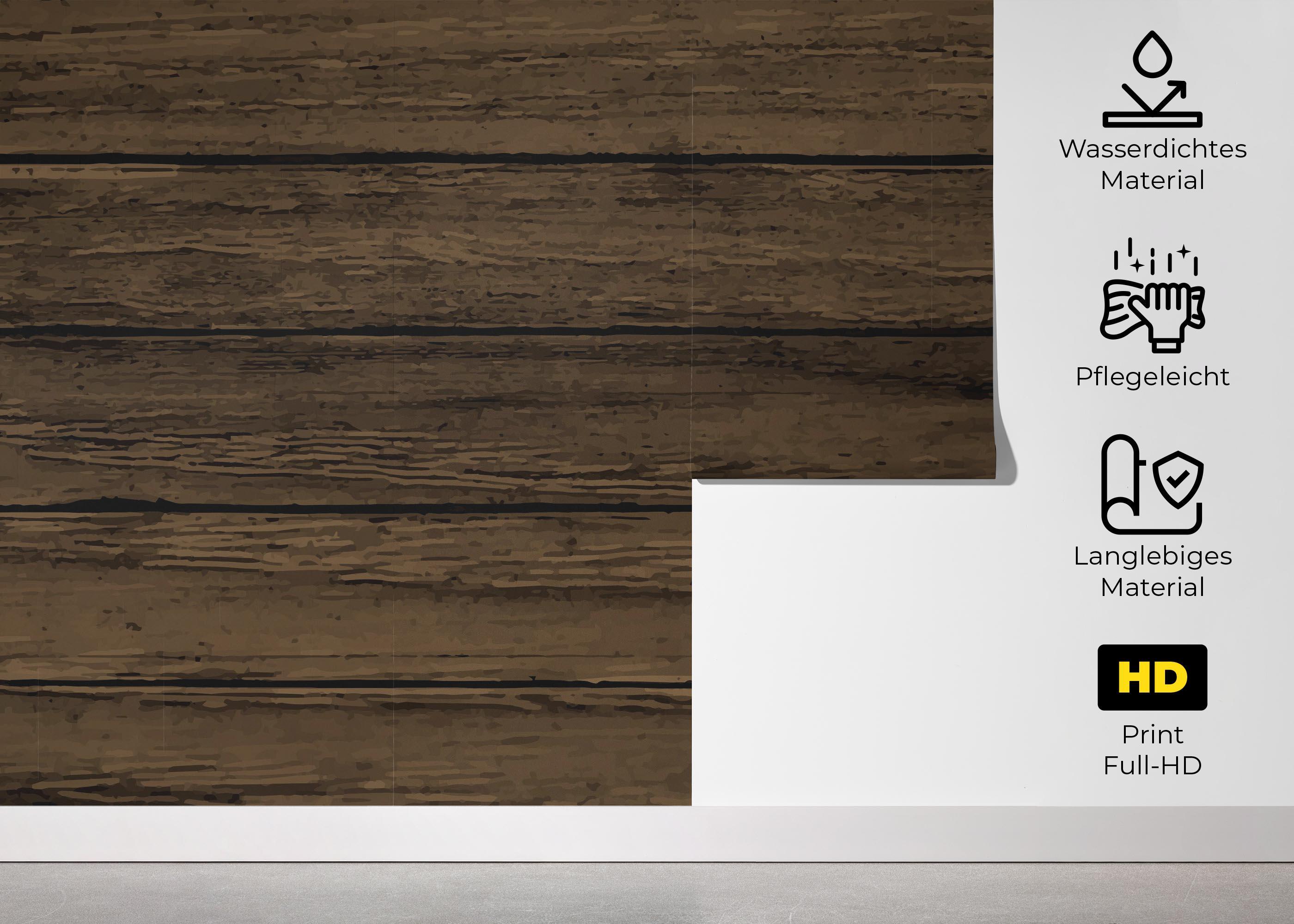 Fototapete Wooden Brown Wall mockup 5