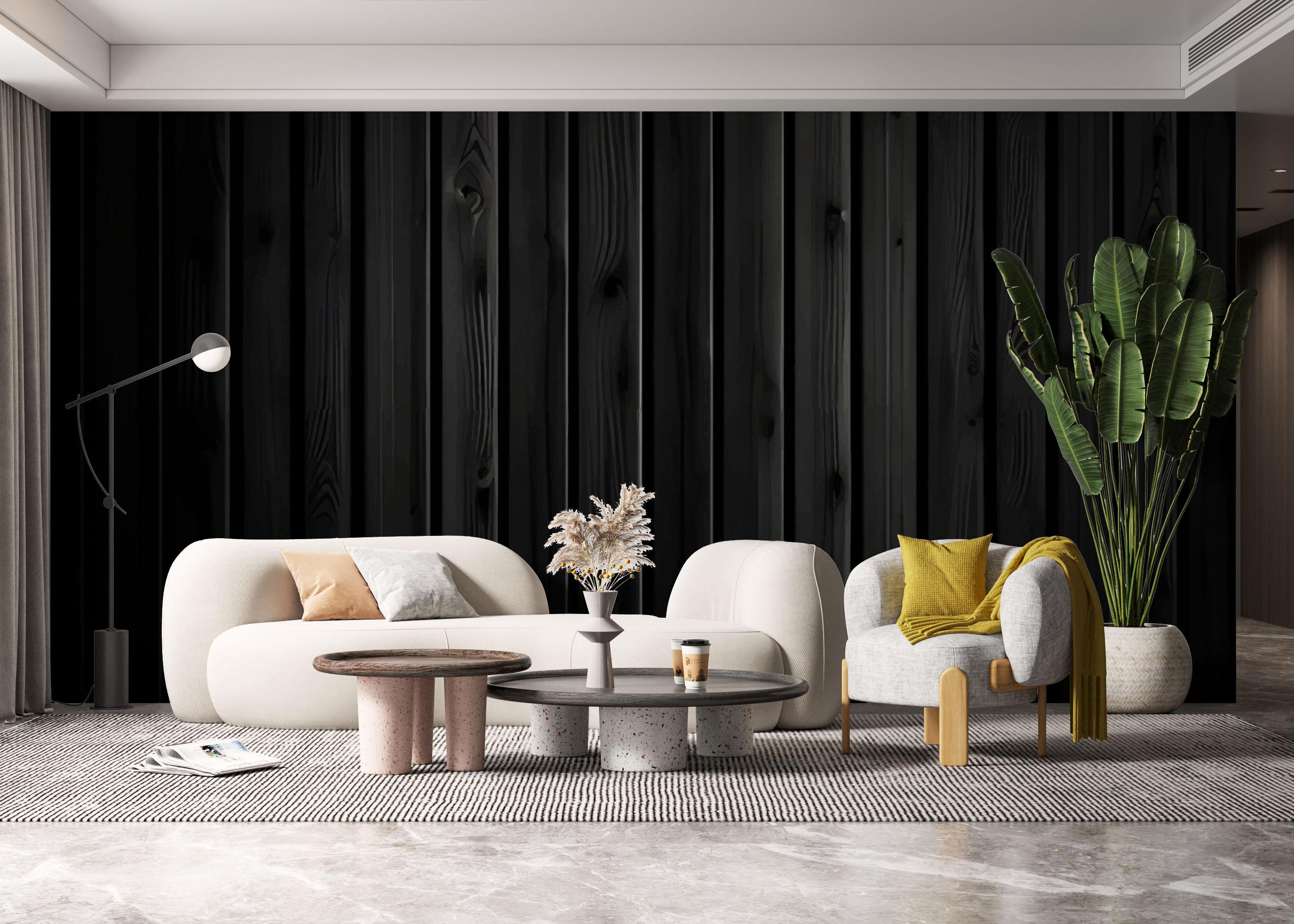 Fototapete Black Wood Wall mockup 6