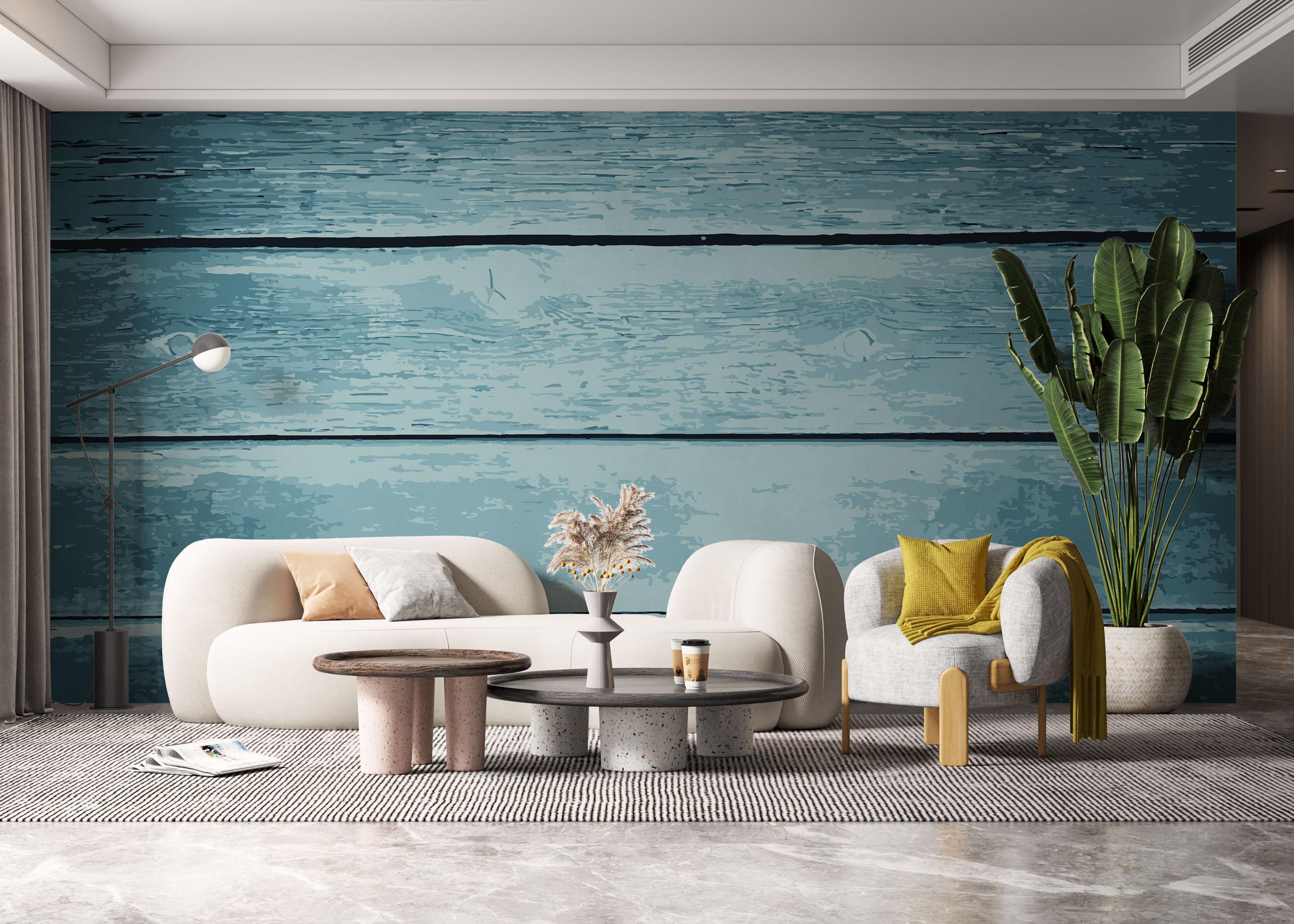 Fototapete Blue Nice Wood mockup 6