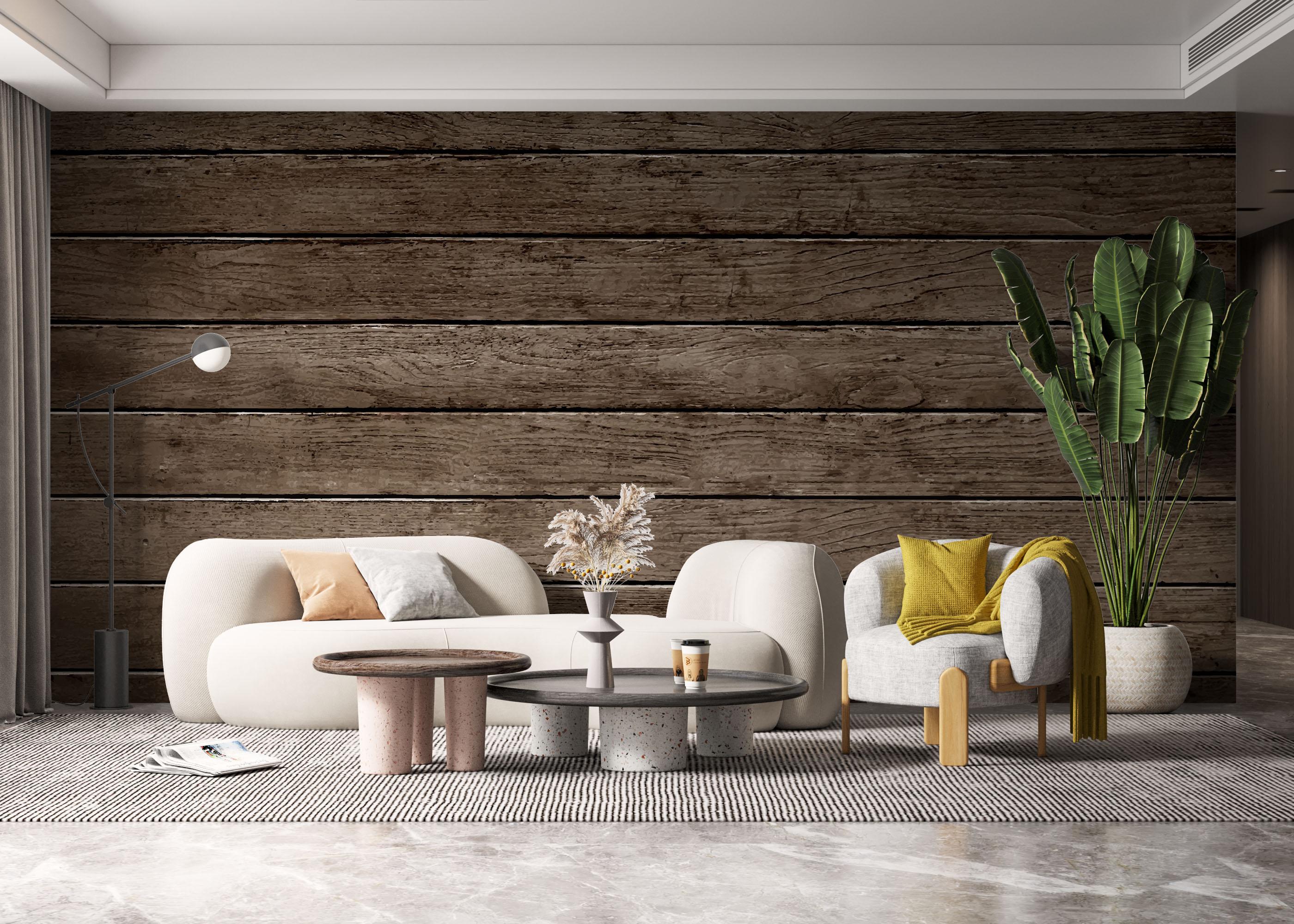 Fototapete Brown Wooden Wall mockup 6