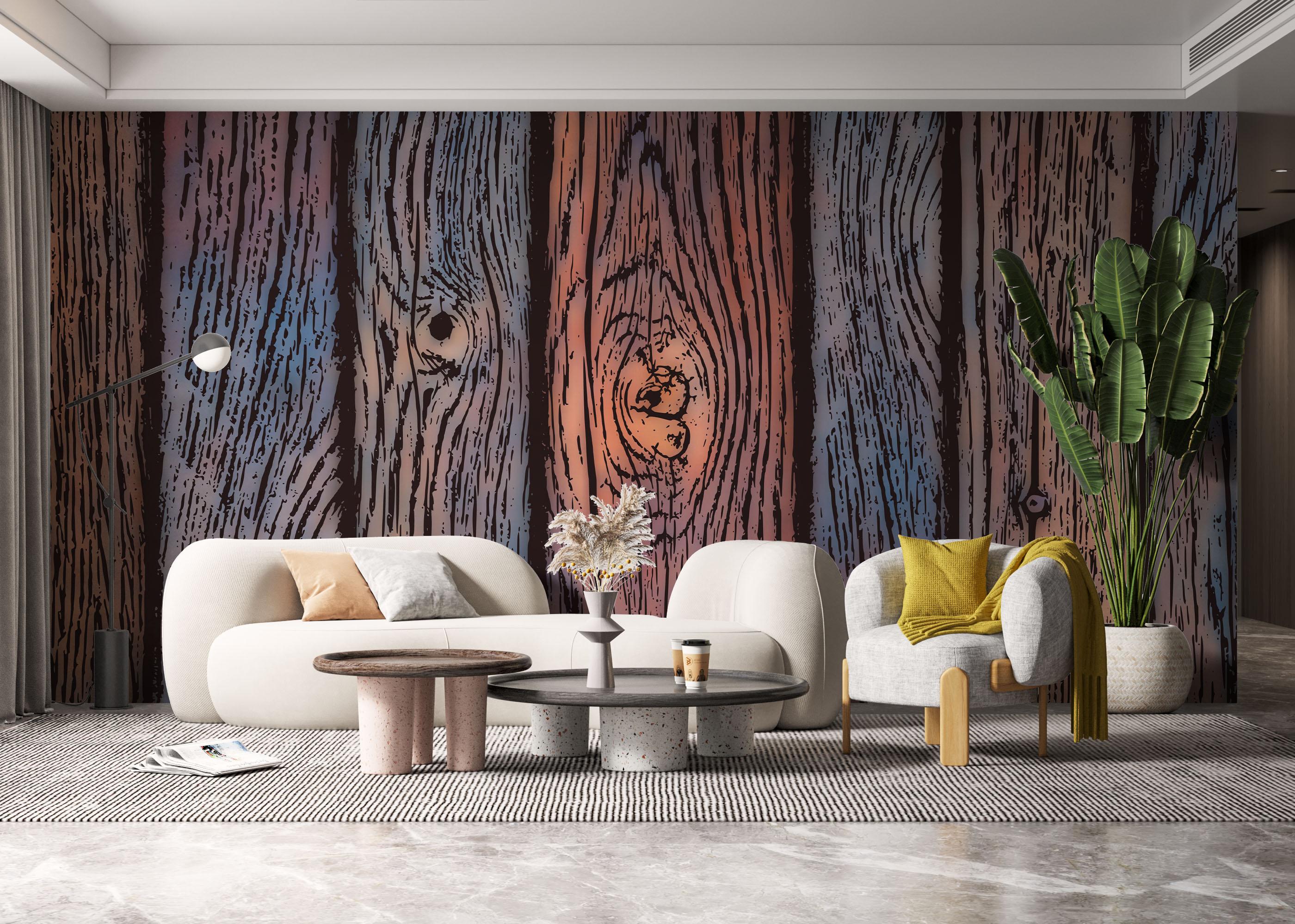 Fototapete Colorful Wood Wall mockup 6