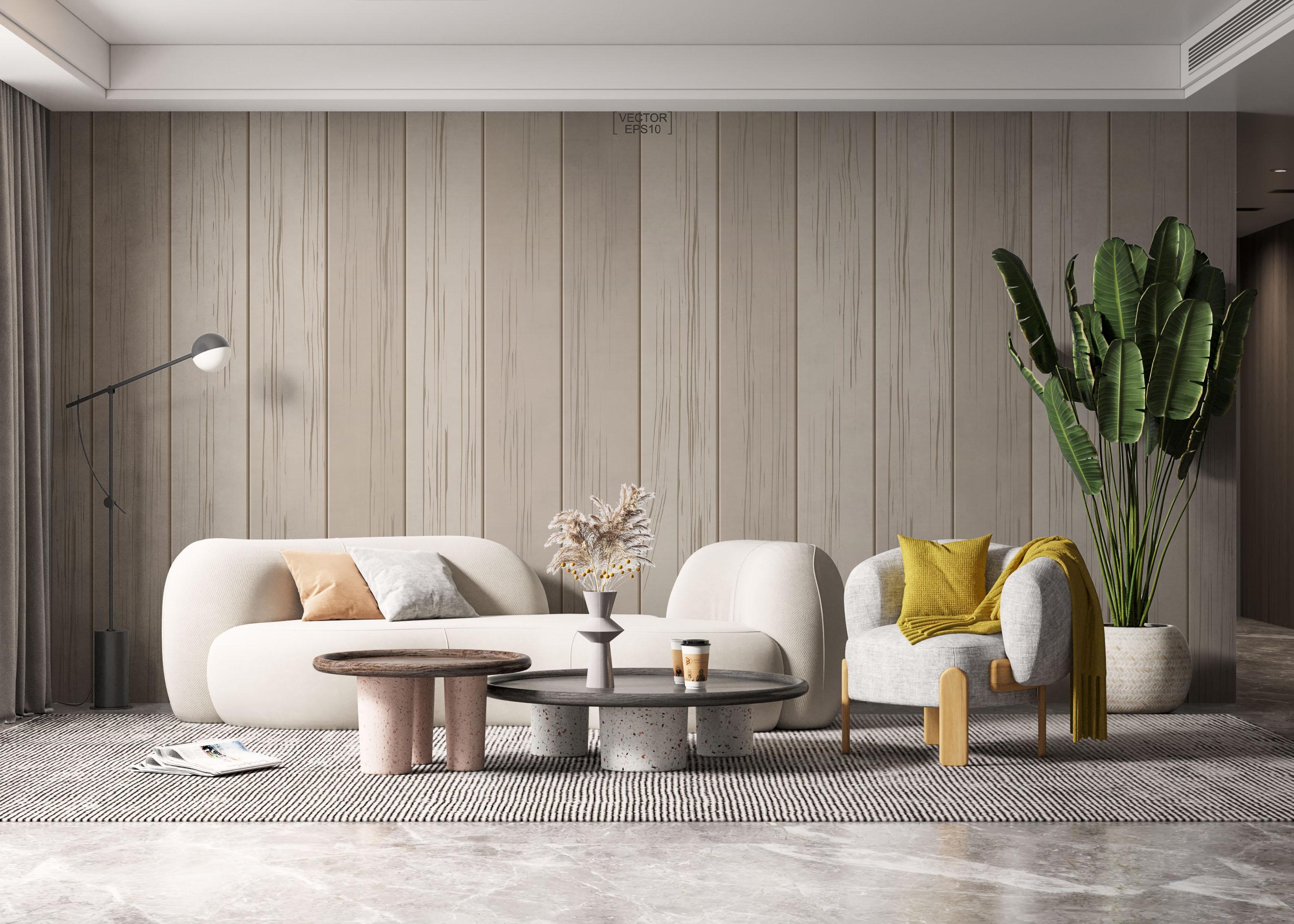 Fototapete Cream Wood Wall mockup 6