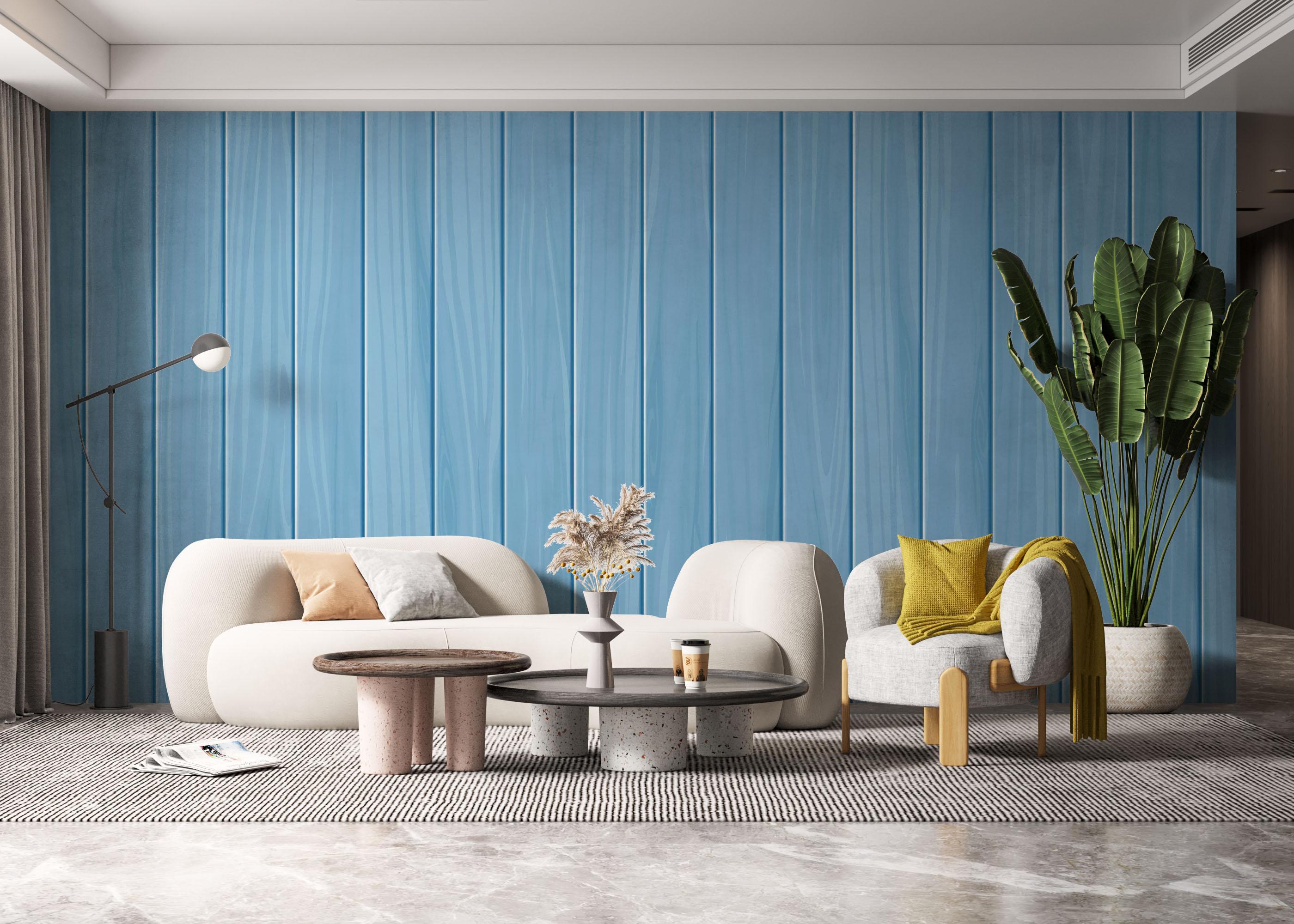 Fototapete Light Blue Wood mockup 6