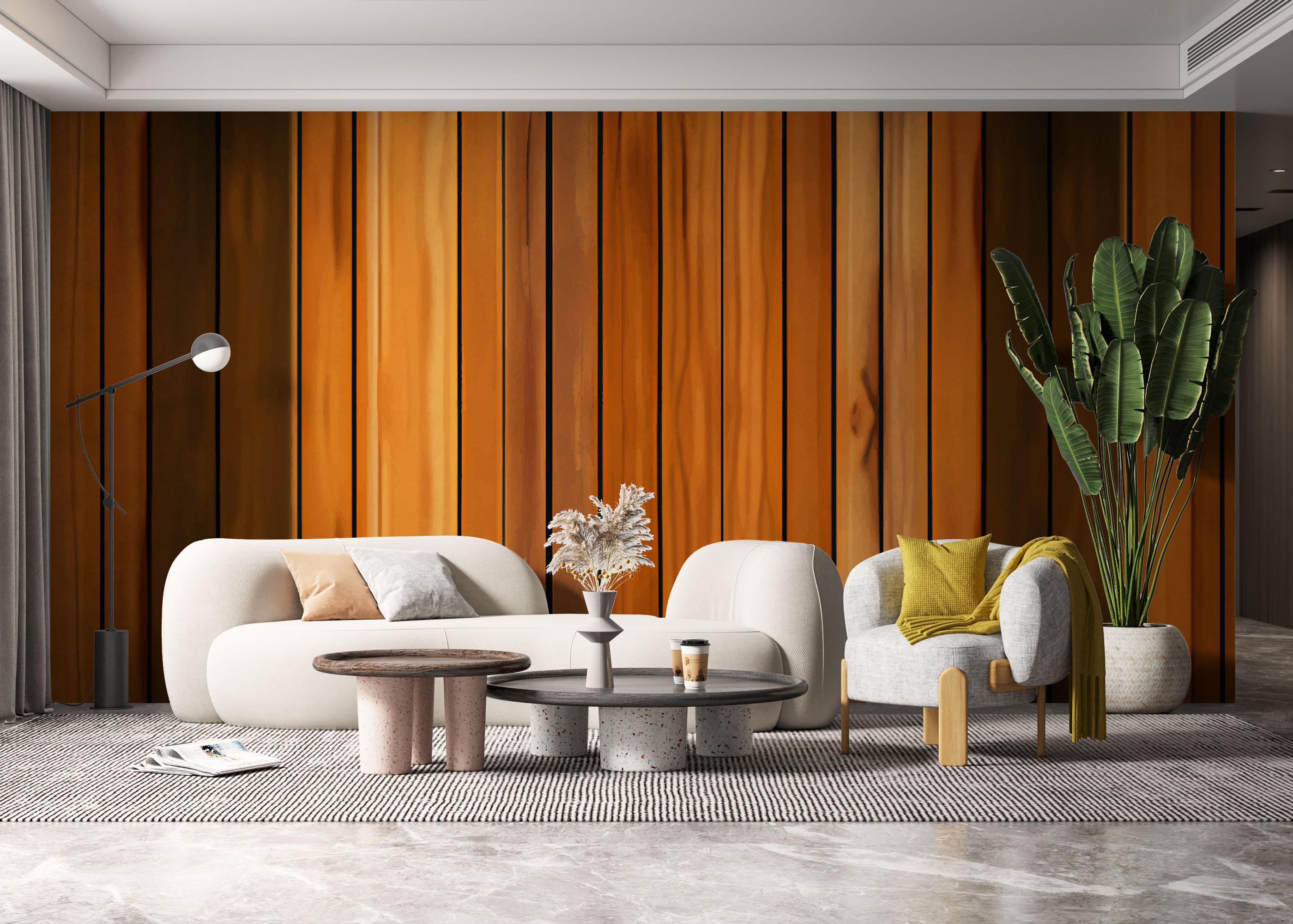 Fototapete Orange Brown Wood mockup 6