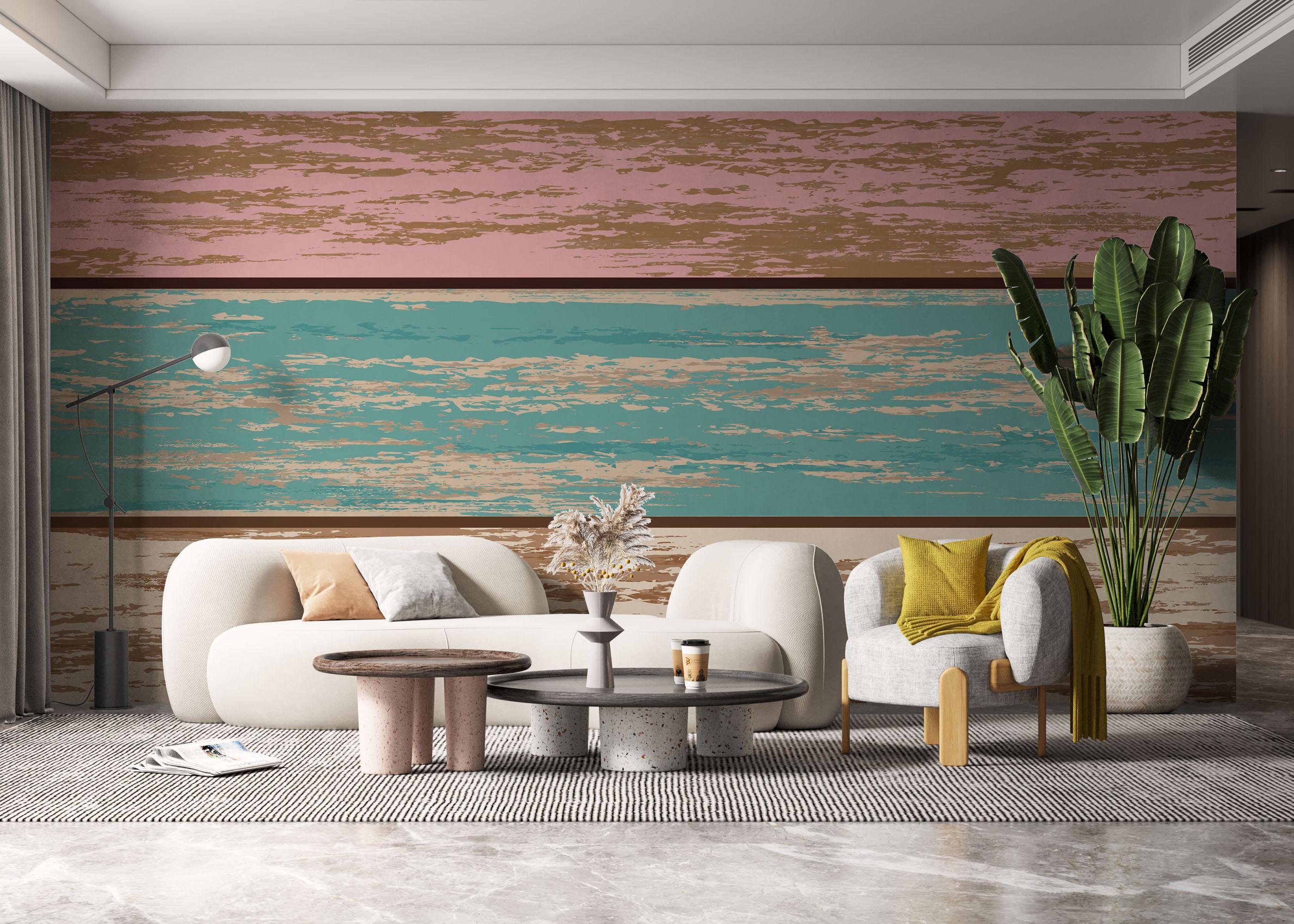 Fototapete Pink Blue Wood mockup 6