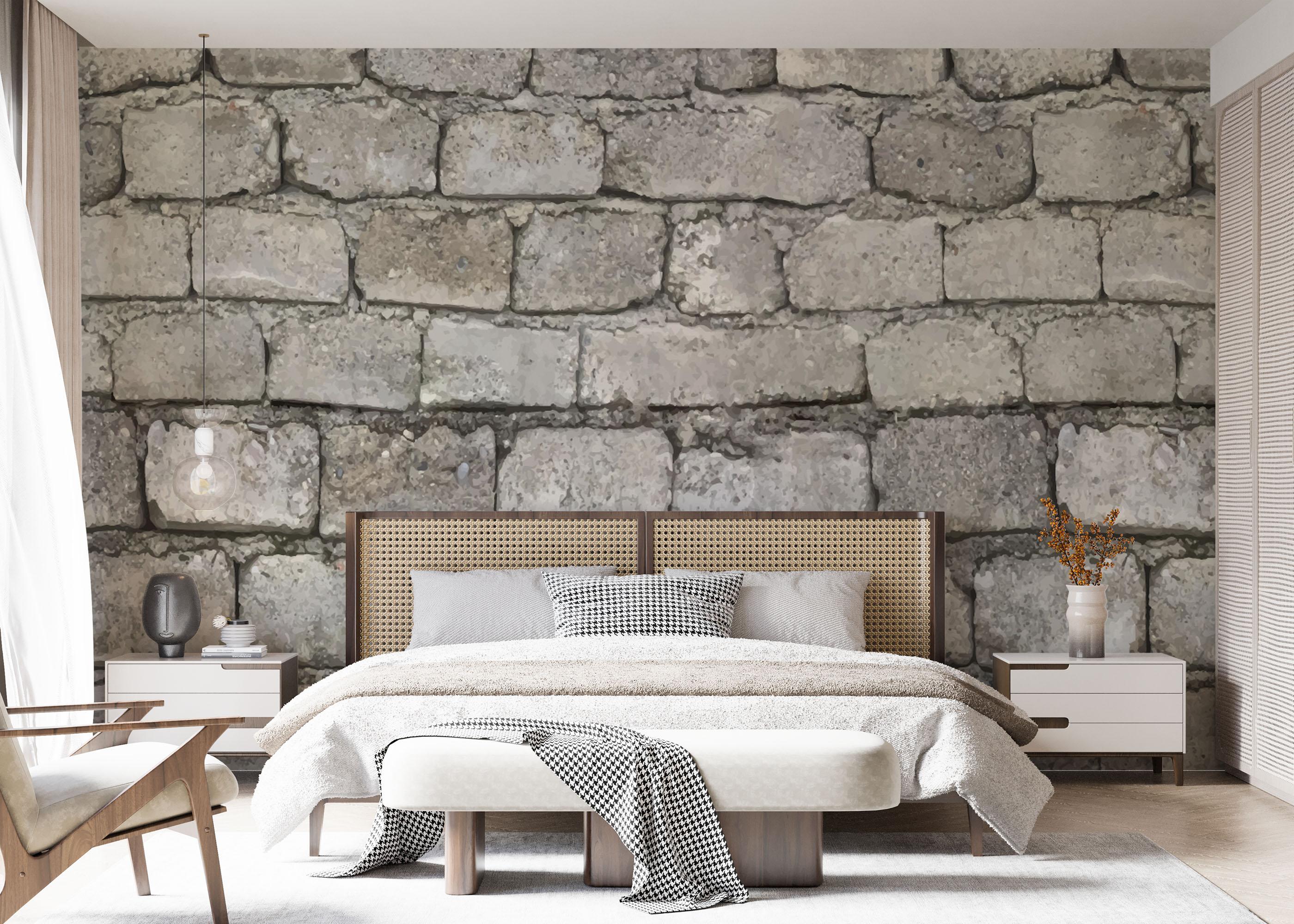 Fototapete Realistic Stone Brick mockup 7