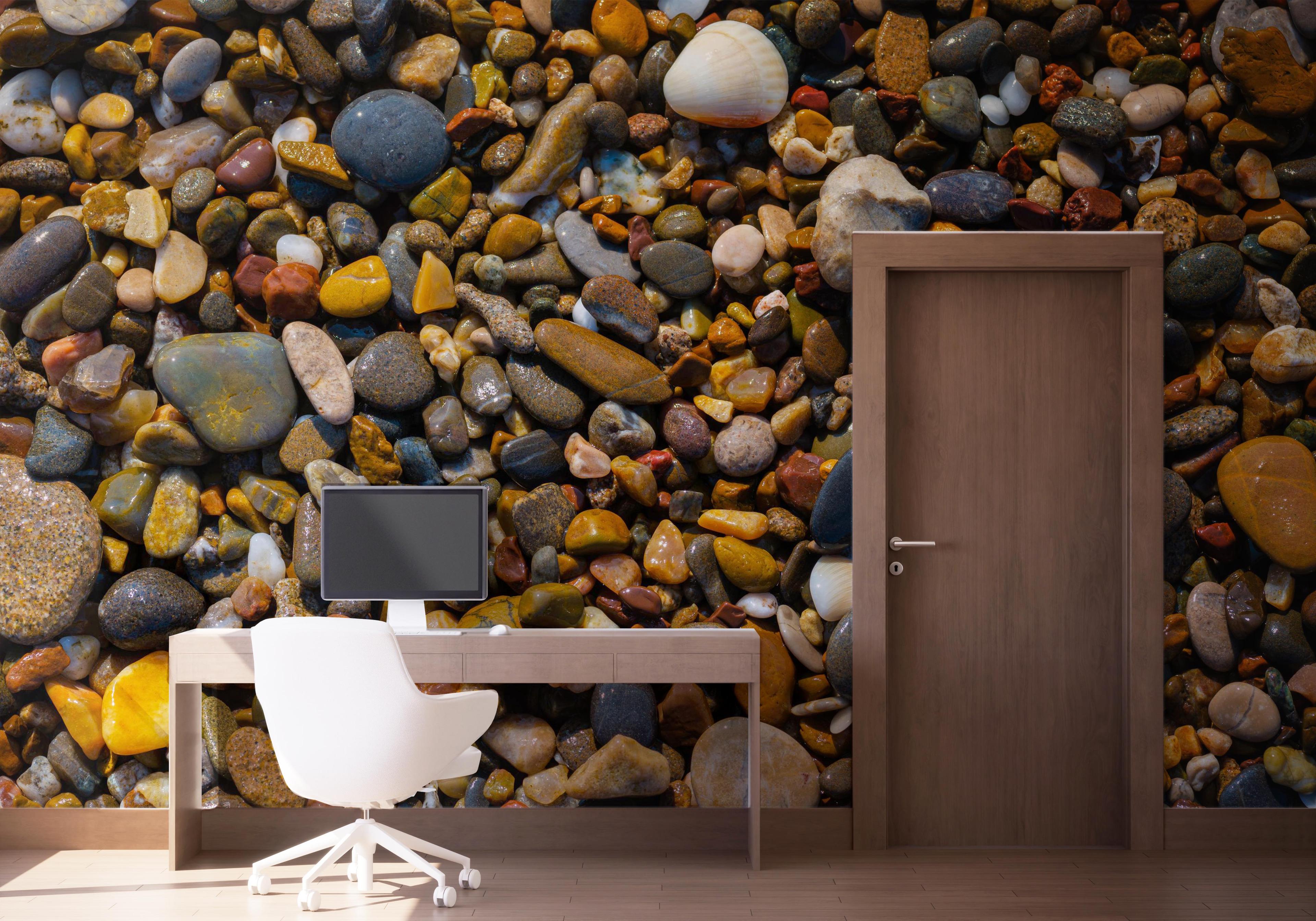 Fototapete Colored Pebbles Beach mockup 1
