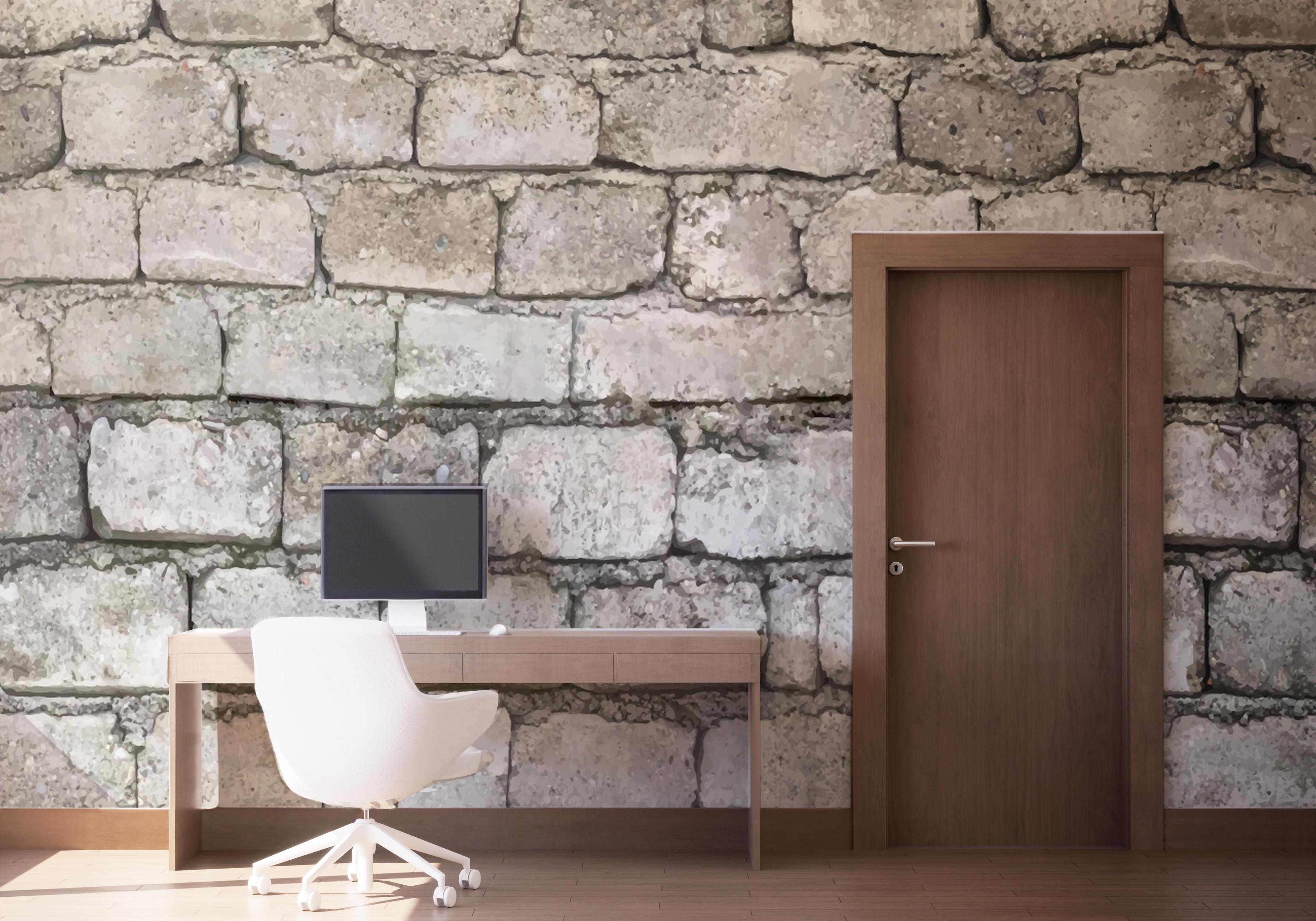 Fototapete Realistic Stone Brick mockup 1