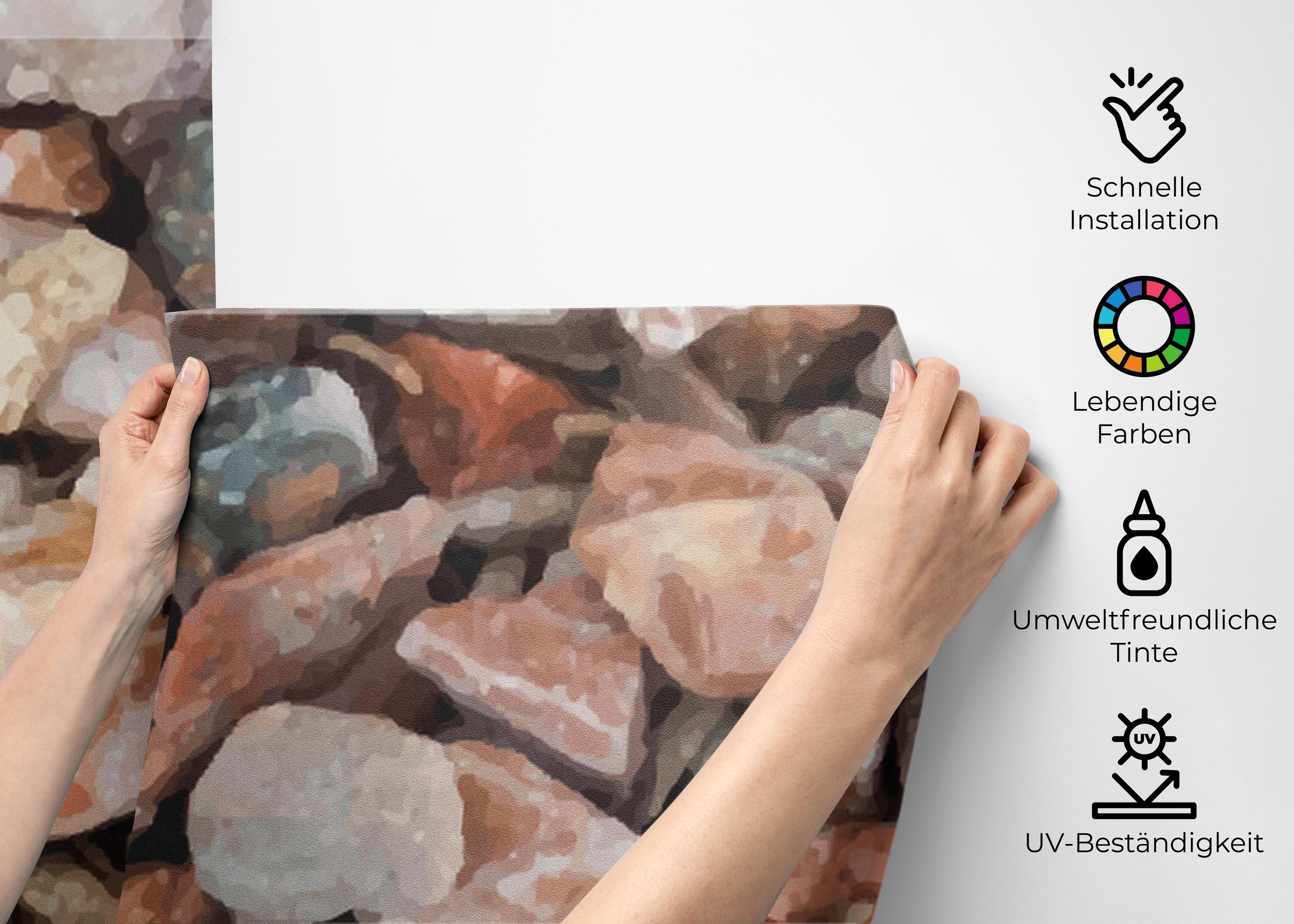 Fototapete Cream Orange Pebbles mockup 2