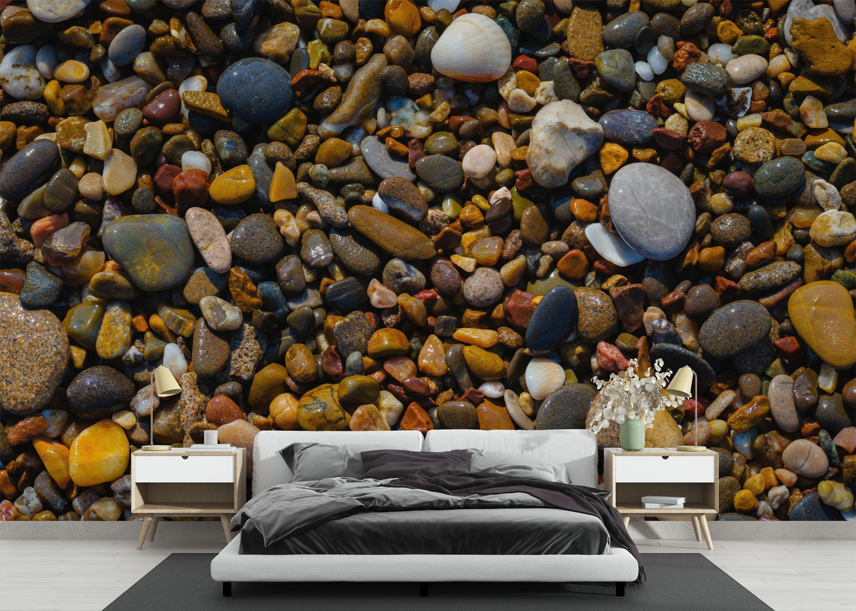 Fototapete Colored Pebbles Beach mockup 3