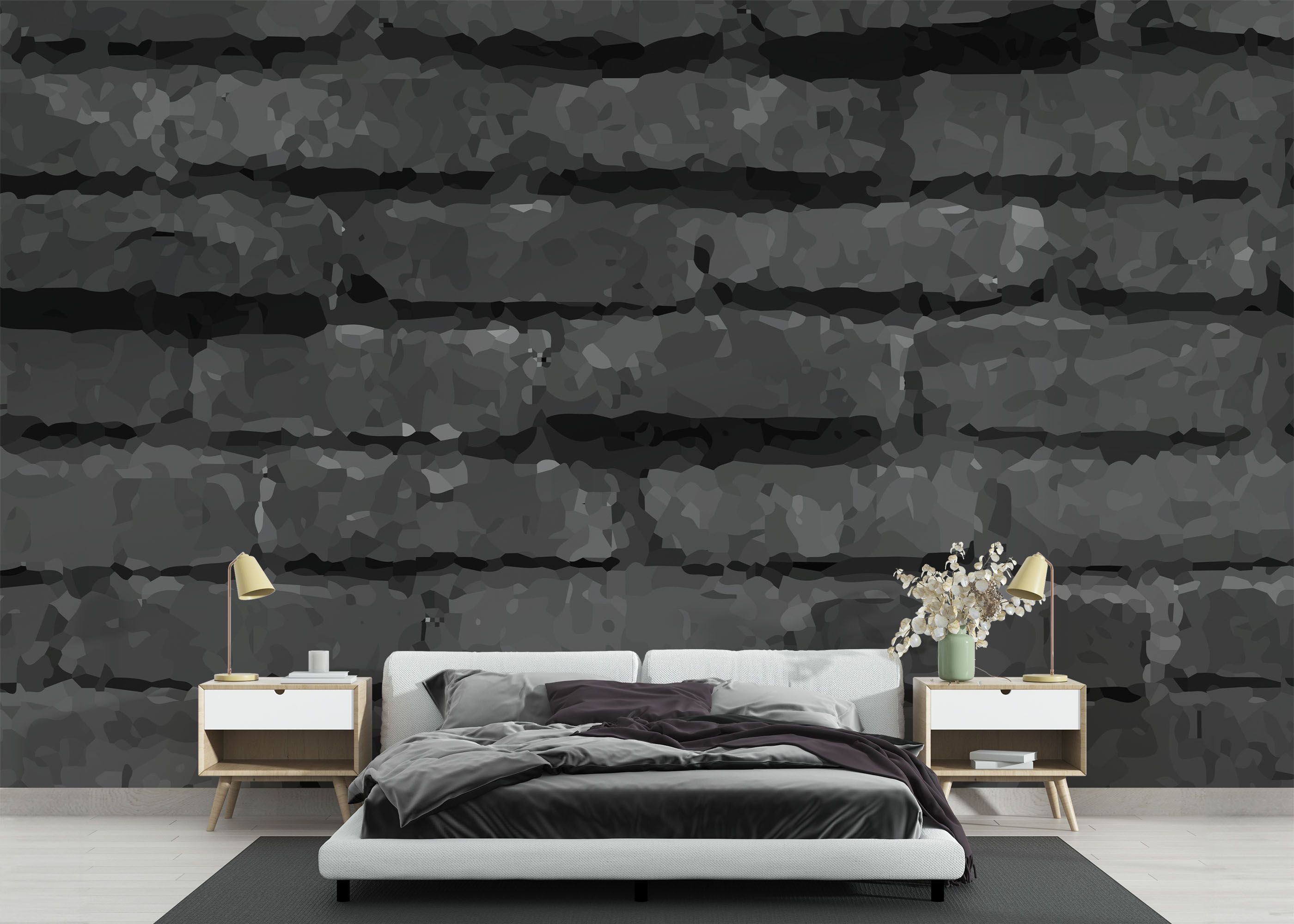 Dark Grey Stone Wall mockup 3