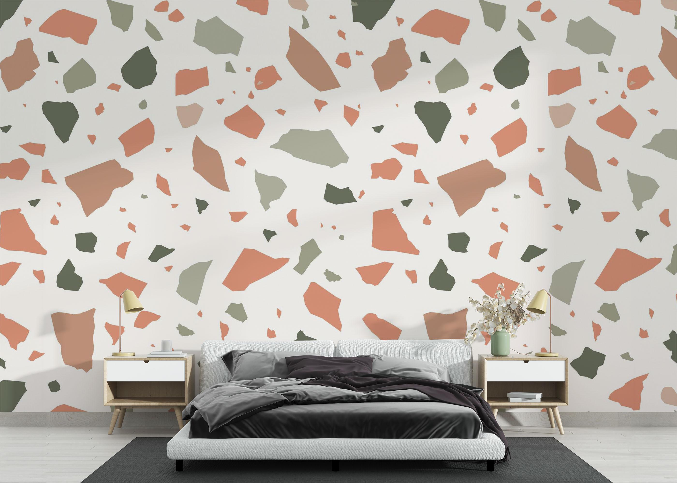 Fototapete Green Orange Pebbles mockup 3