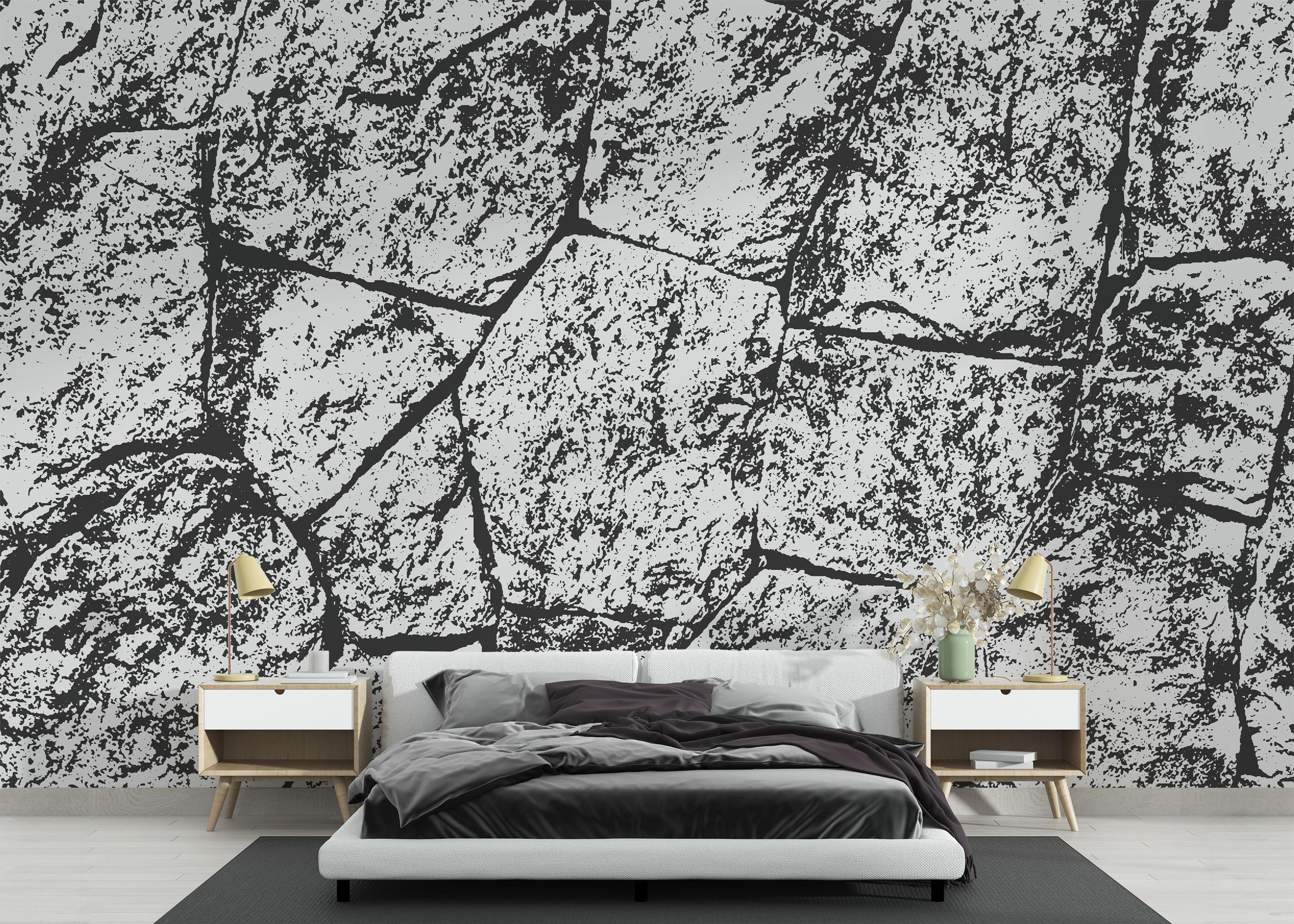 Fototapete Grey White Stone Wall mockup 3