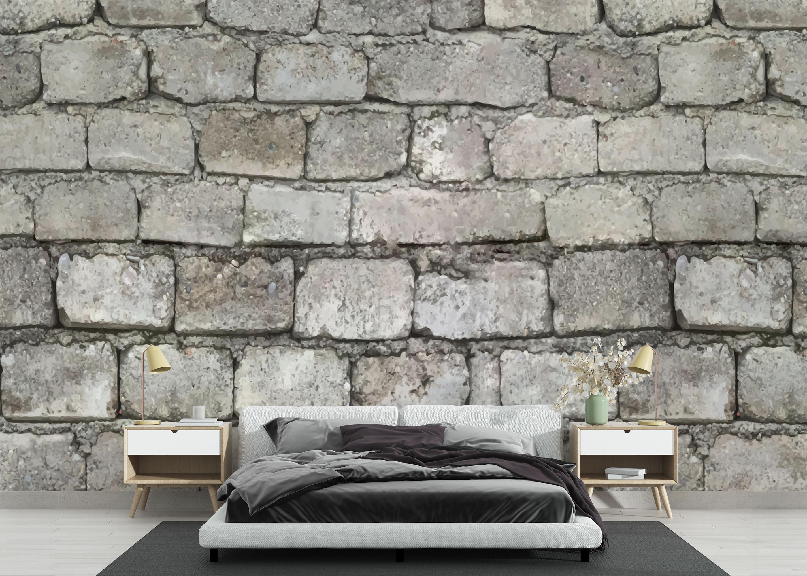 Fototapete Realistic Stone Brick mockup 3
