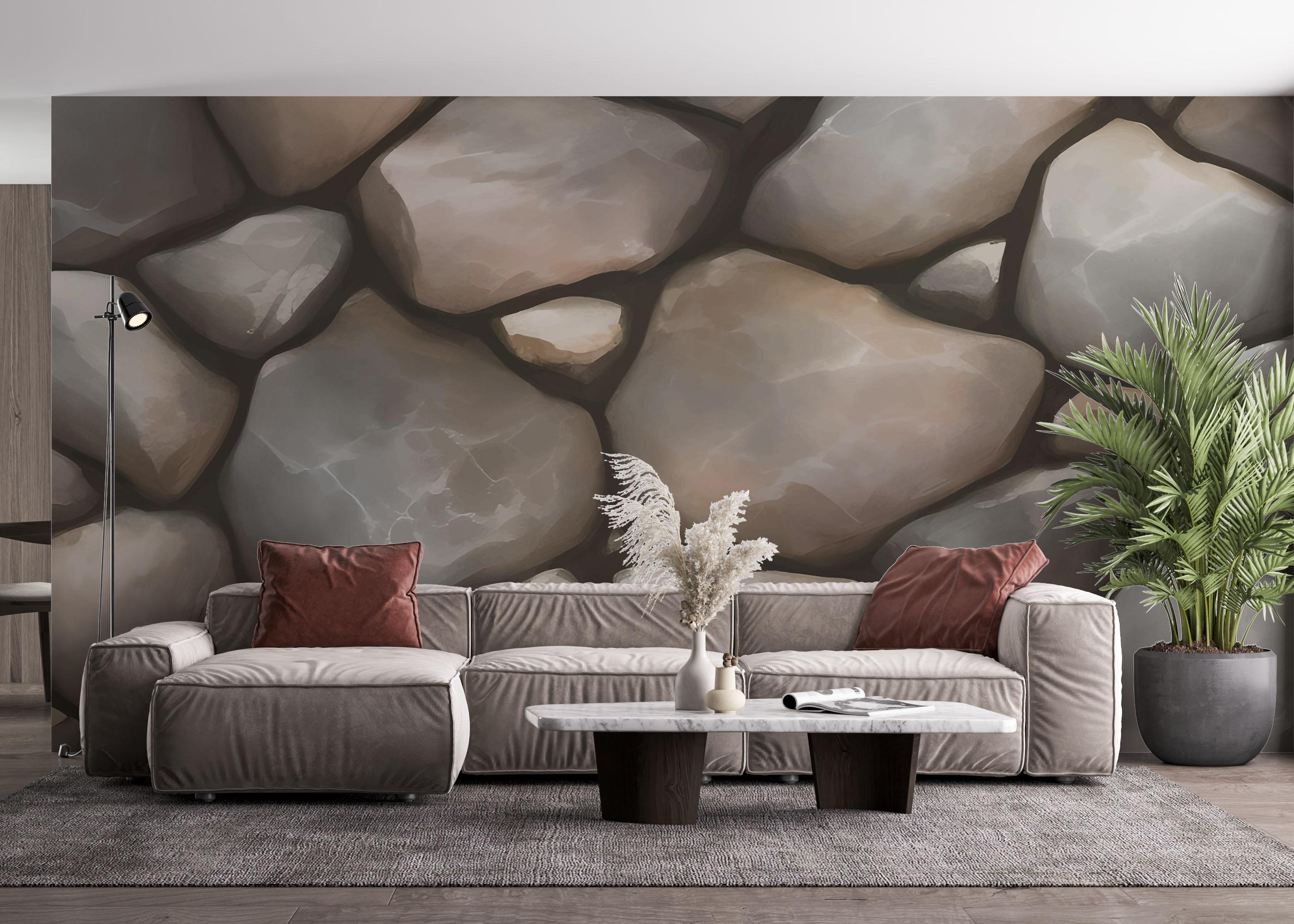 Fototapete Big Rocks Wall mockup 4