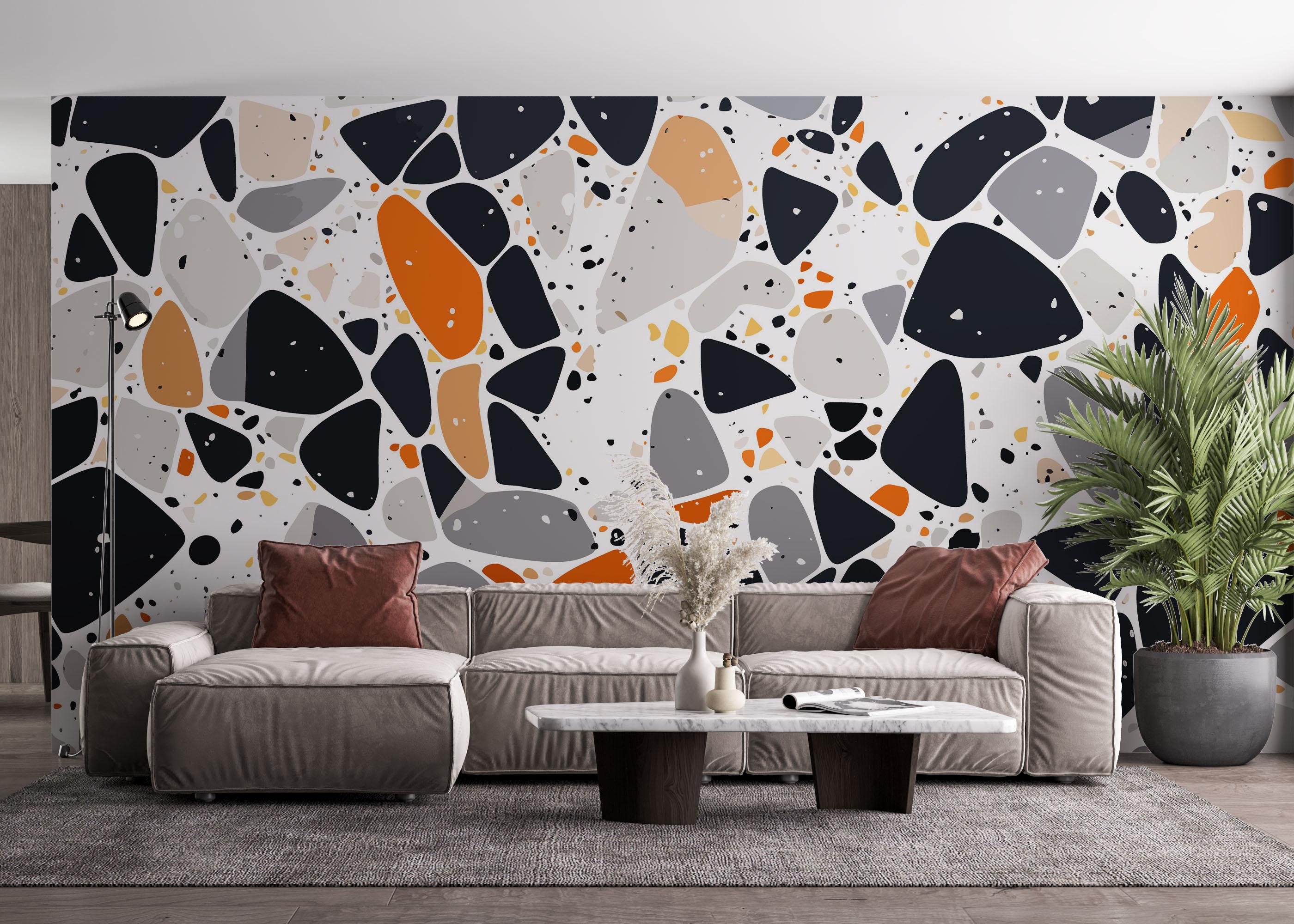 Fototapete Blue Orange Stones mockup 4